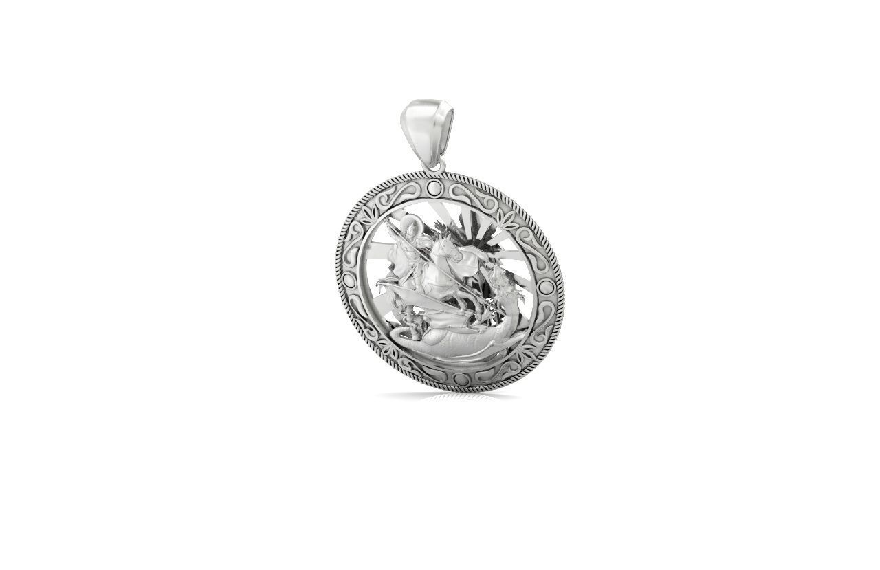 St George the Victorious Medal Protection  Charm Pendant 867 3D print model_26