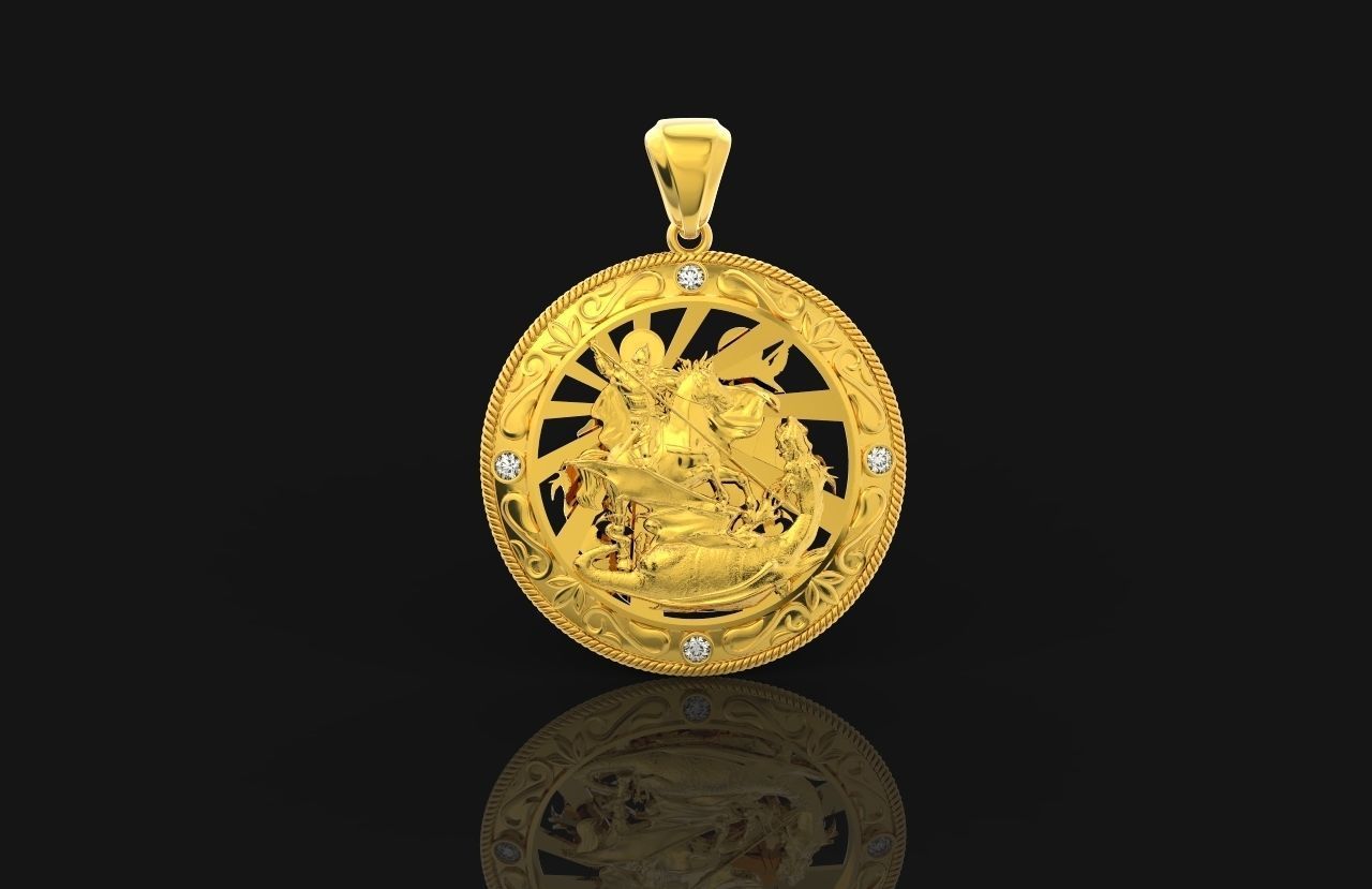 St George the Victorious Medal Protection  Charm Pendant 867 3D print model_21