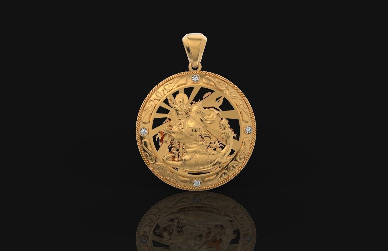 St George the Victorious Medal Protection  Charm Pendant 867 3D print model_19