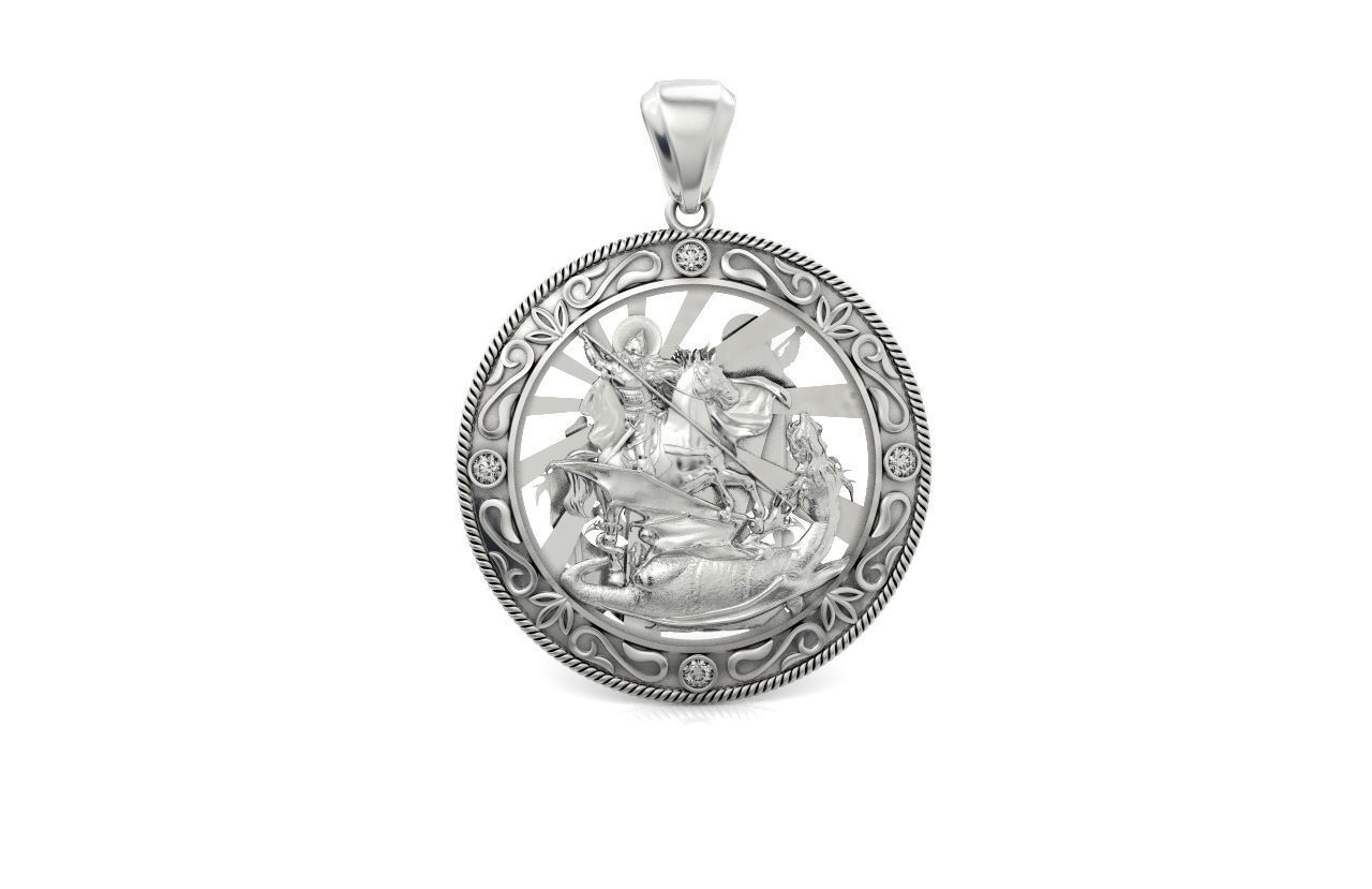 St George the Victorious Medal Protection  Charm Pendant 867 3D print model_33