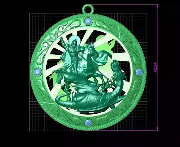 St George the Victorious Medal Protection  Charm Pendant 867 3D print model