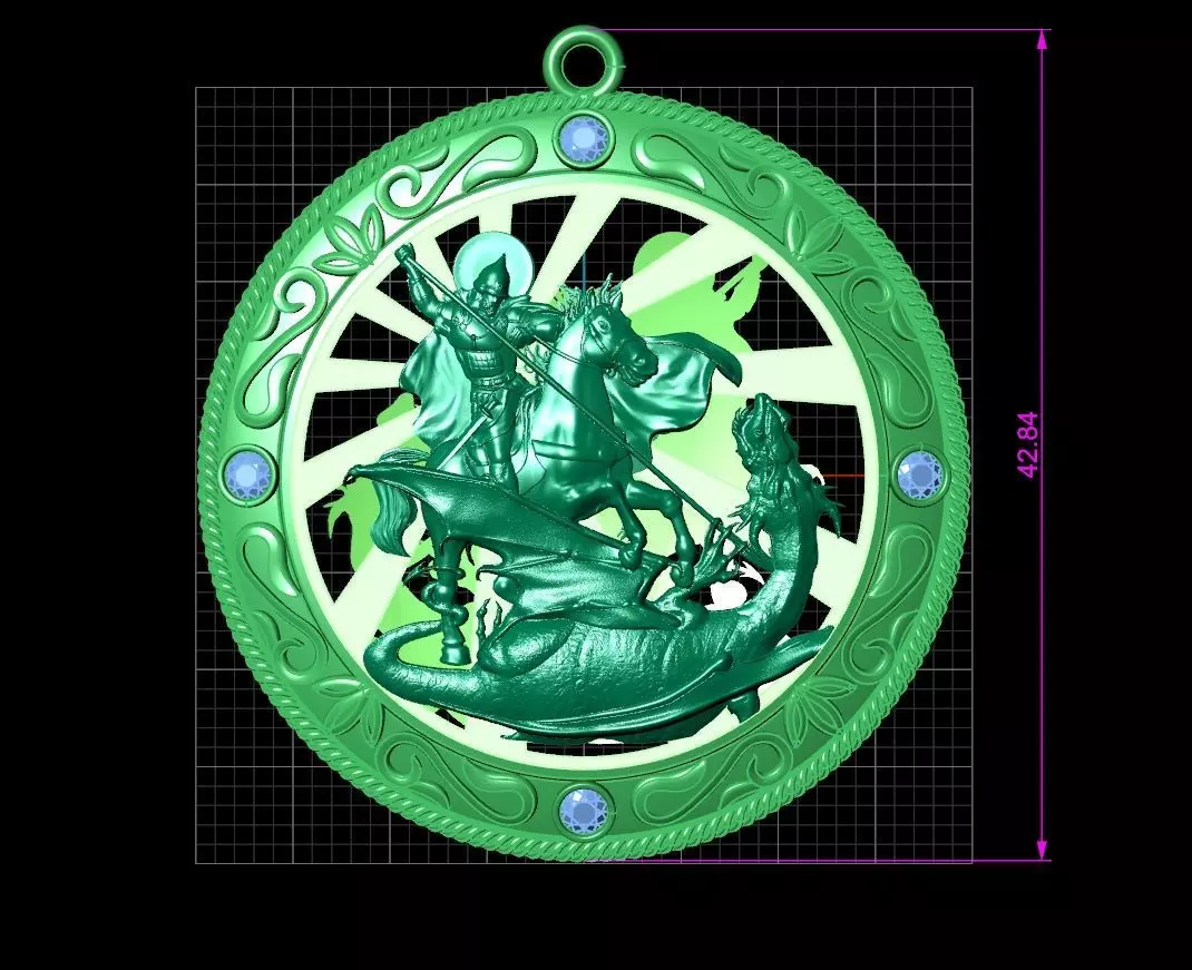 St George the Victorious Medal Protection  Charm Pendant 867 3D print model_0