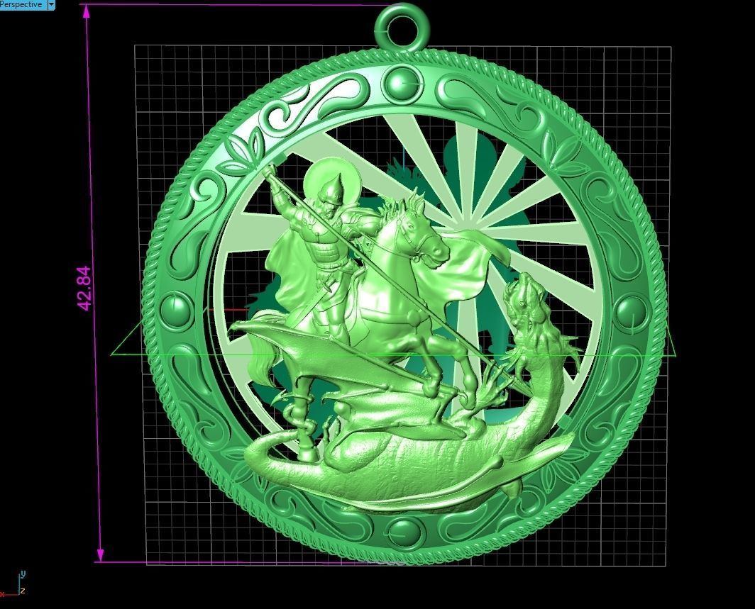 St George the Victorious Medal Protection  Charm Pendant 867 3D print model_10