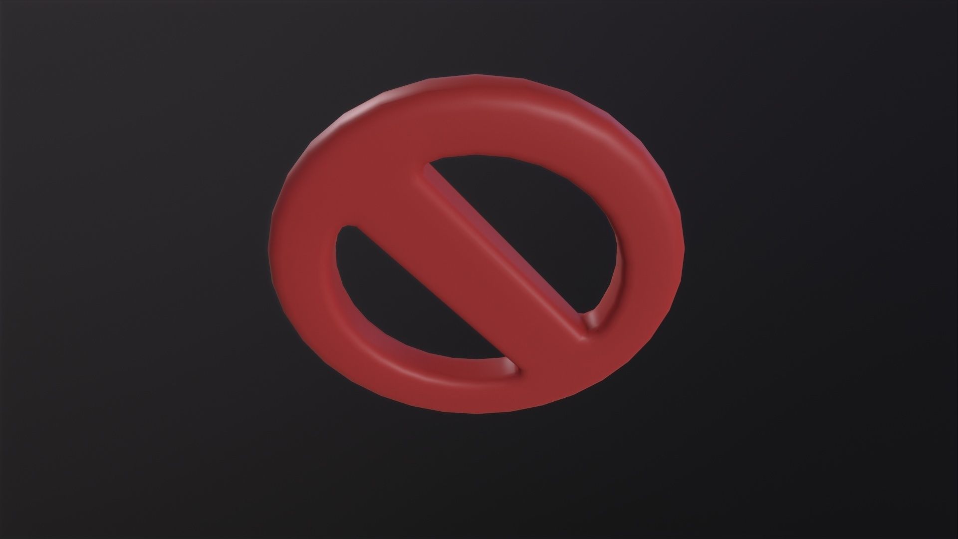 Red Circle With Slash 3D Model Low-poly 3D model_4