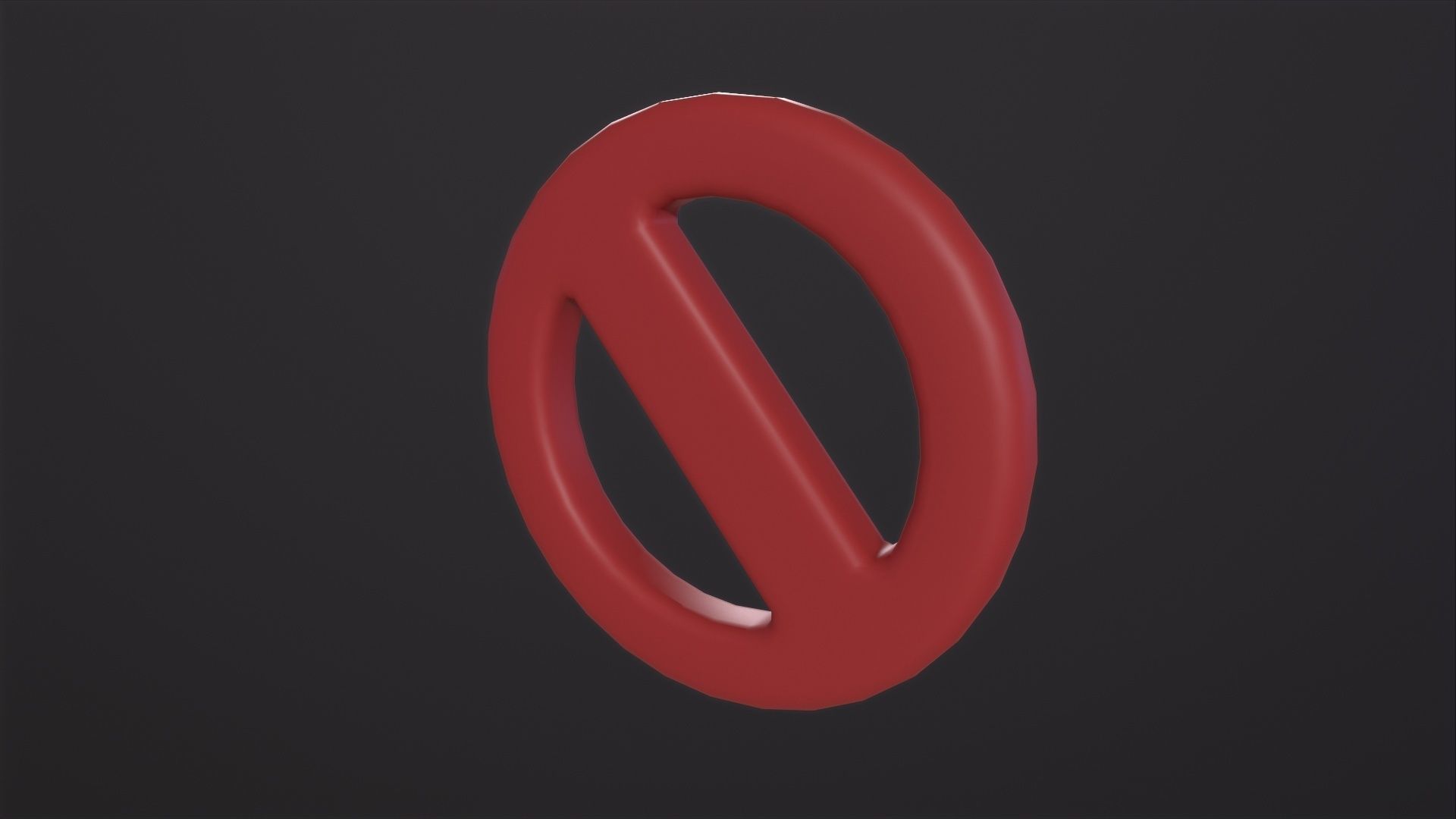 Red Circle With Slash 3D Model Low-poly 3D model_3
