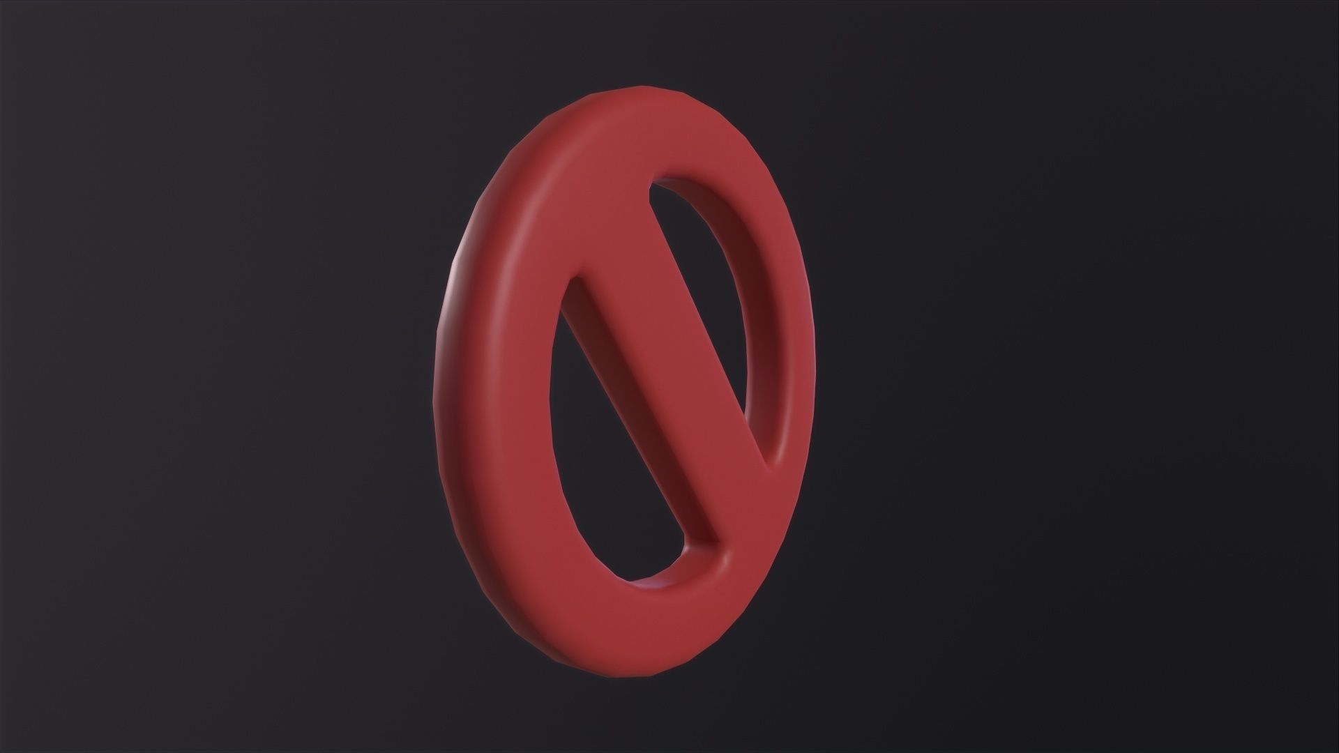 Red Circle With Slash 3D Model Low-poly 3D model_6