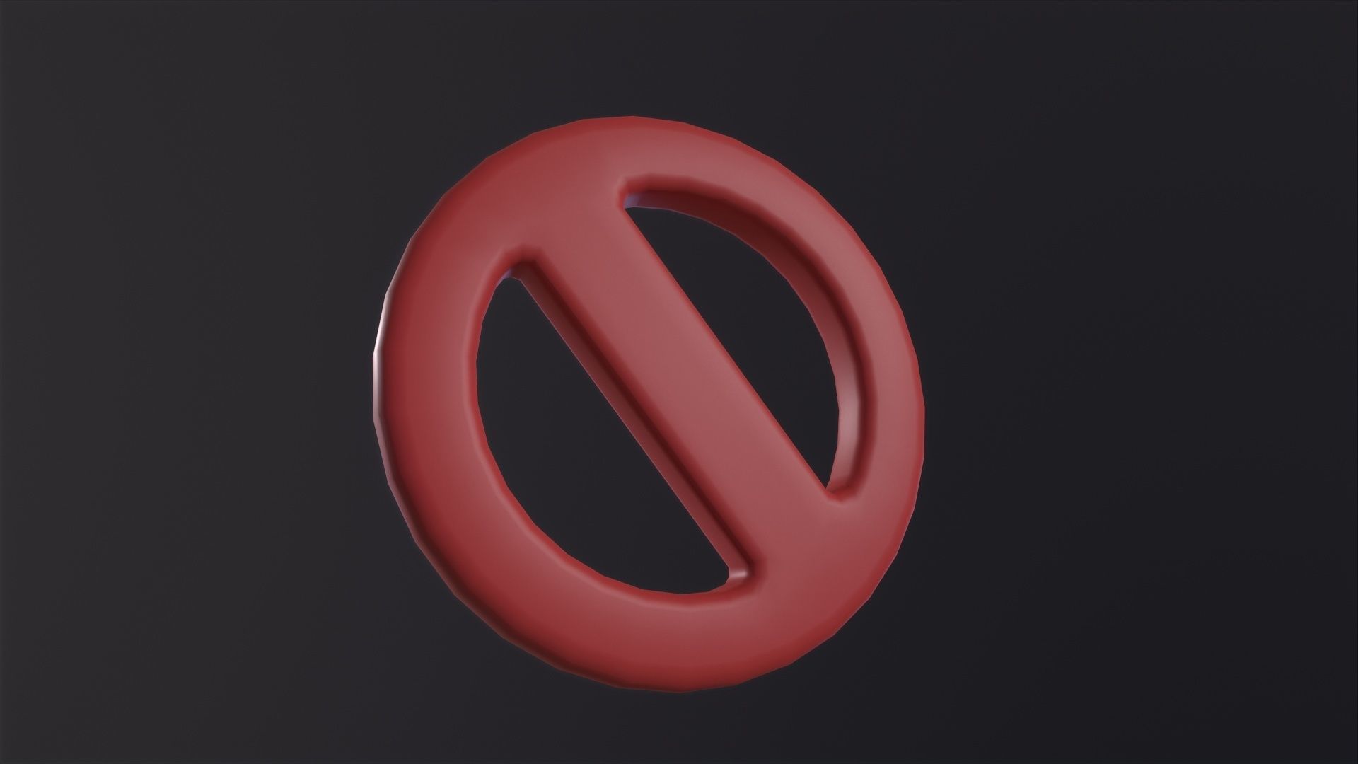 Red Circle With Slash 3D Model Low-poly 3D model_2