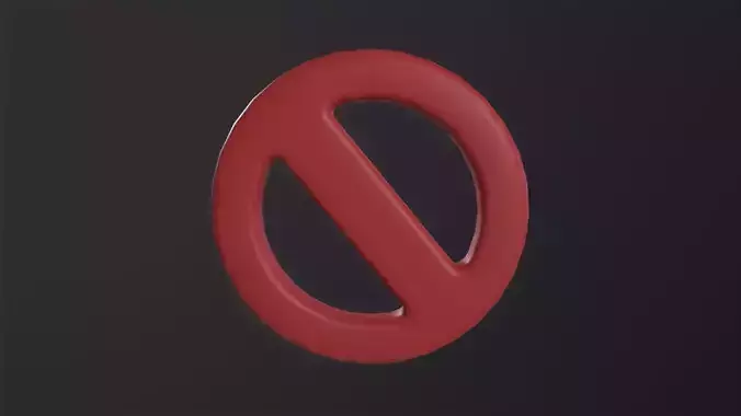 Red Circle With Slash 3D Model Low-poly 3D model