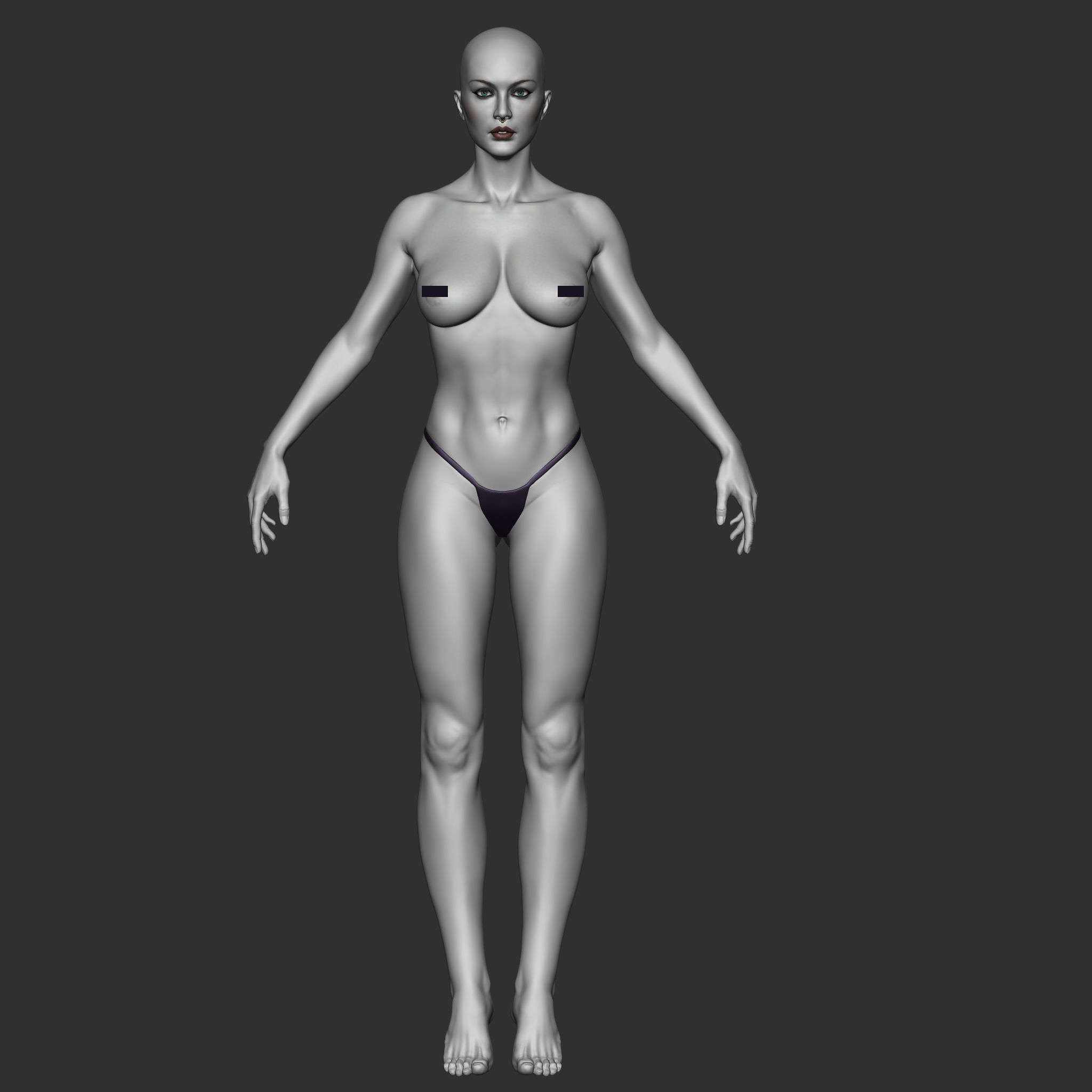 Highpoly Female  Basemesh Sculpted in Zbrush 3D model_2