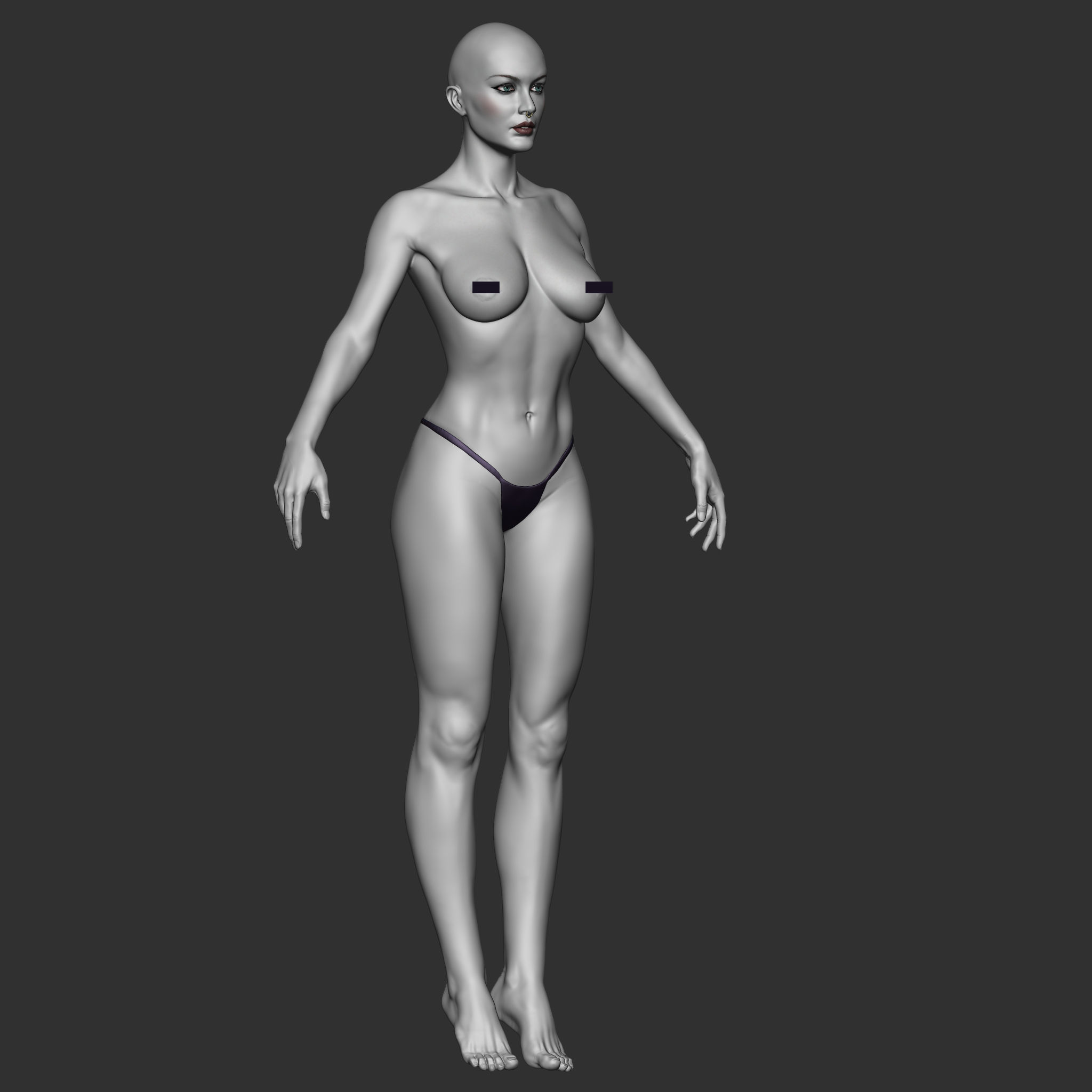 Highpoly Female  Basemesh Sculpted in Zbrush 3D model_3