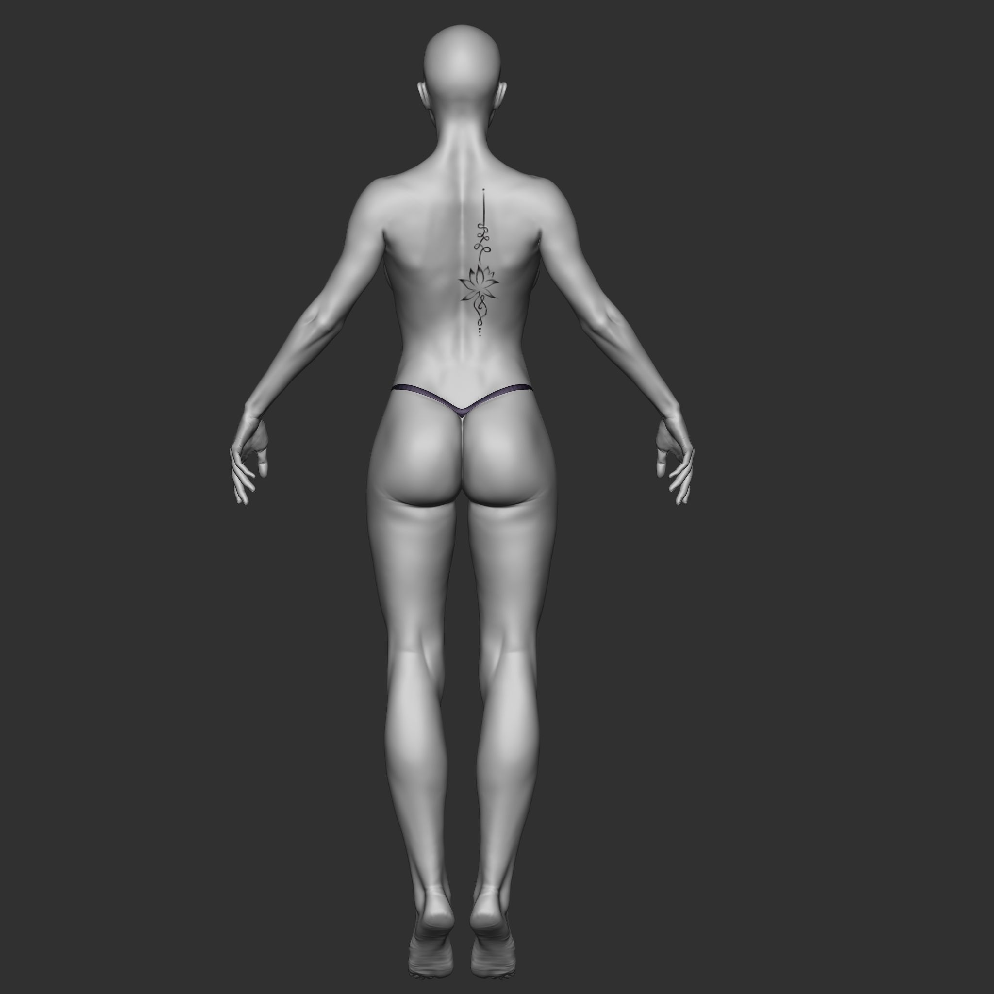 Highpoly Female  Basemesh Sculpted in Zbrush 3D model_5