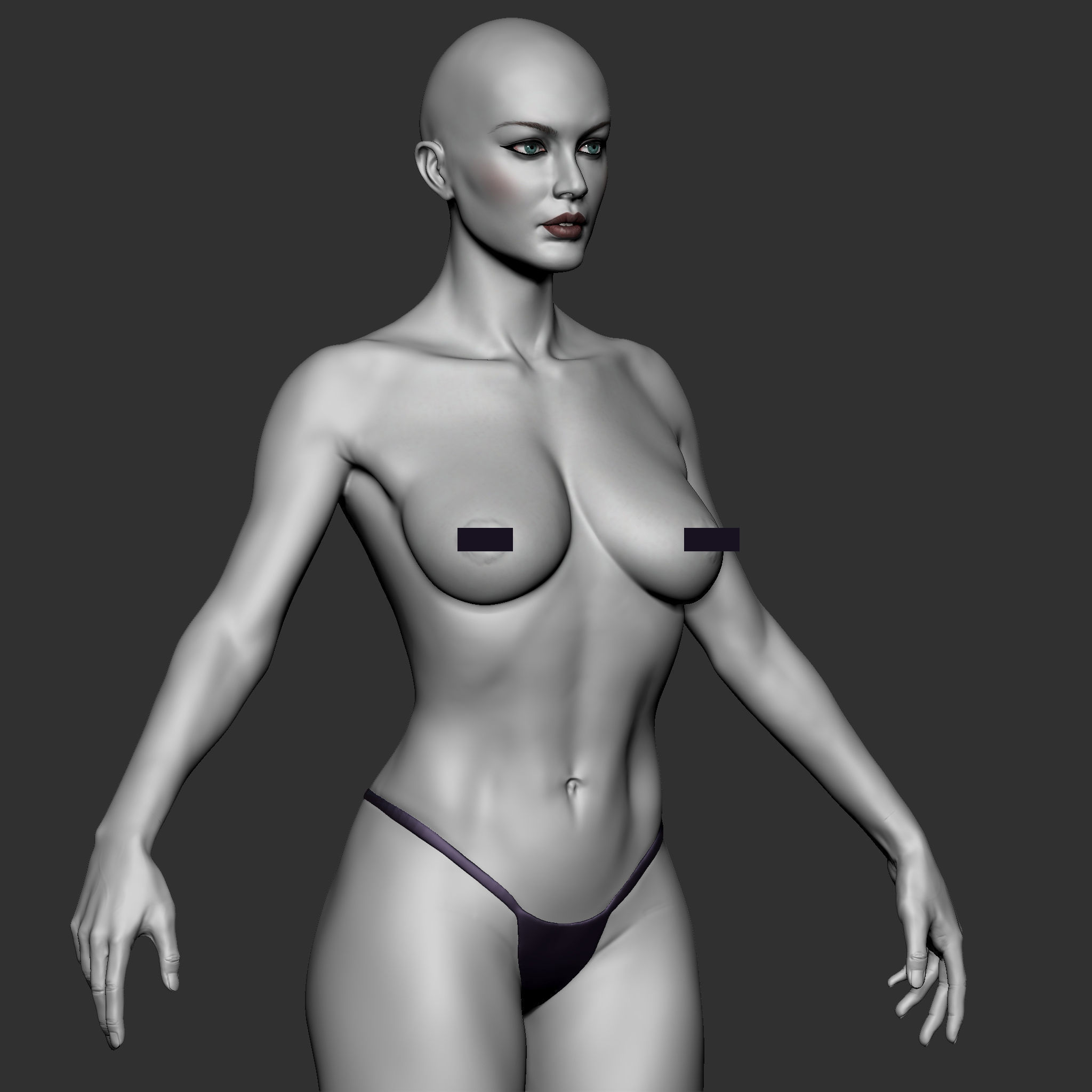 Highpoly Female  Basemesh Sculpted in Zbrush 3D model_7