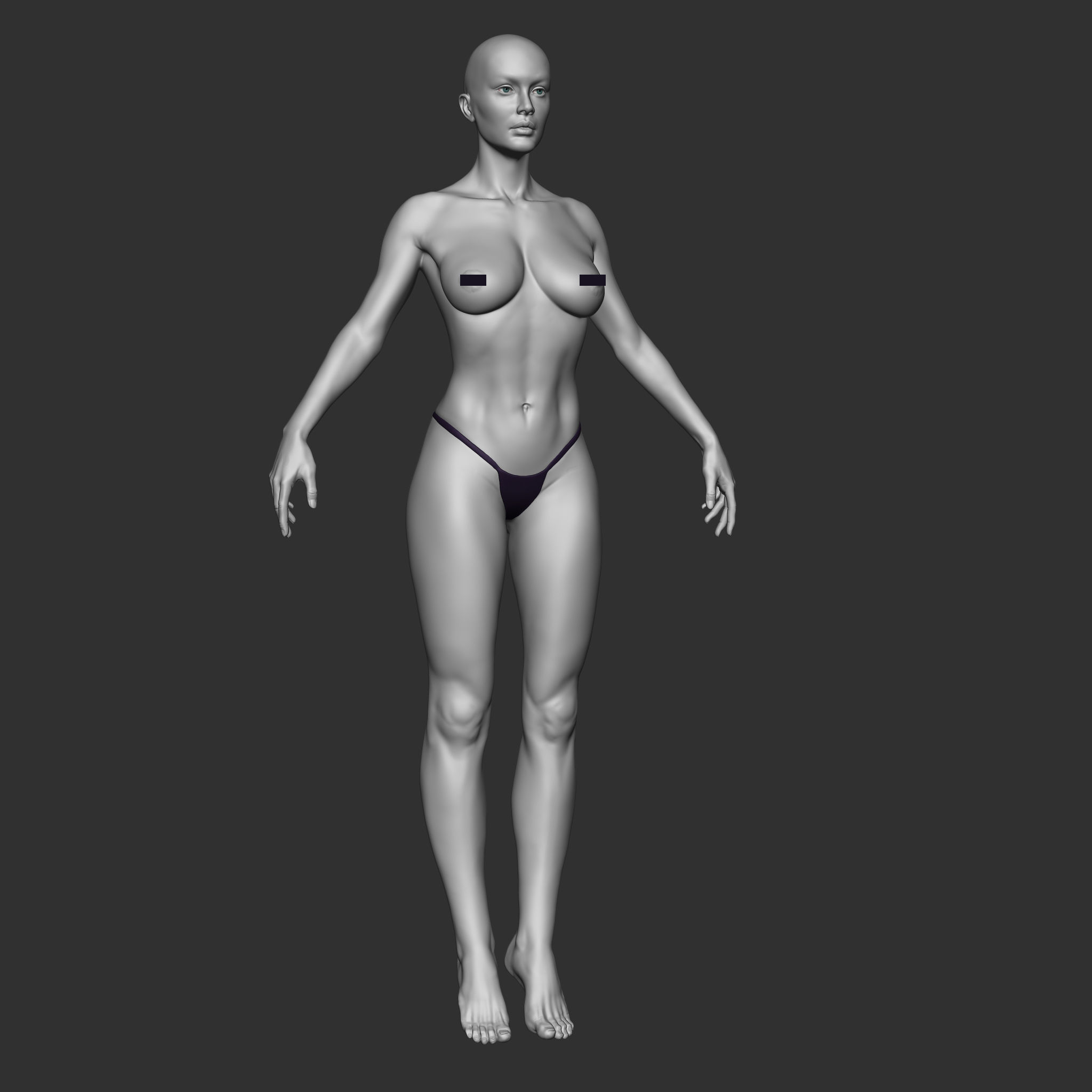 Highpoly Female  Basemesh Sculpted in Zbrush 3D model_4