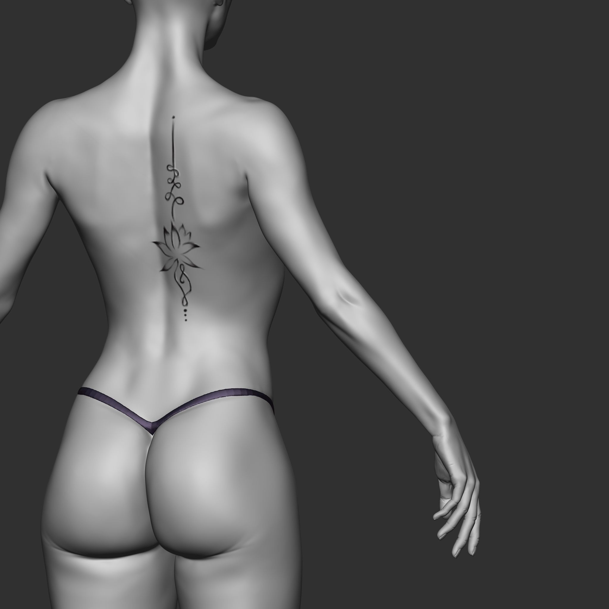 Highpoly Female  Basemesh Sculpted in Zbrush 3D model_8