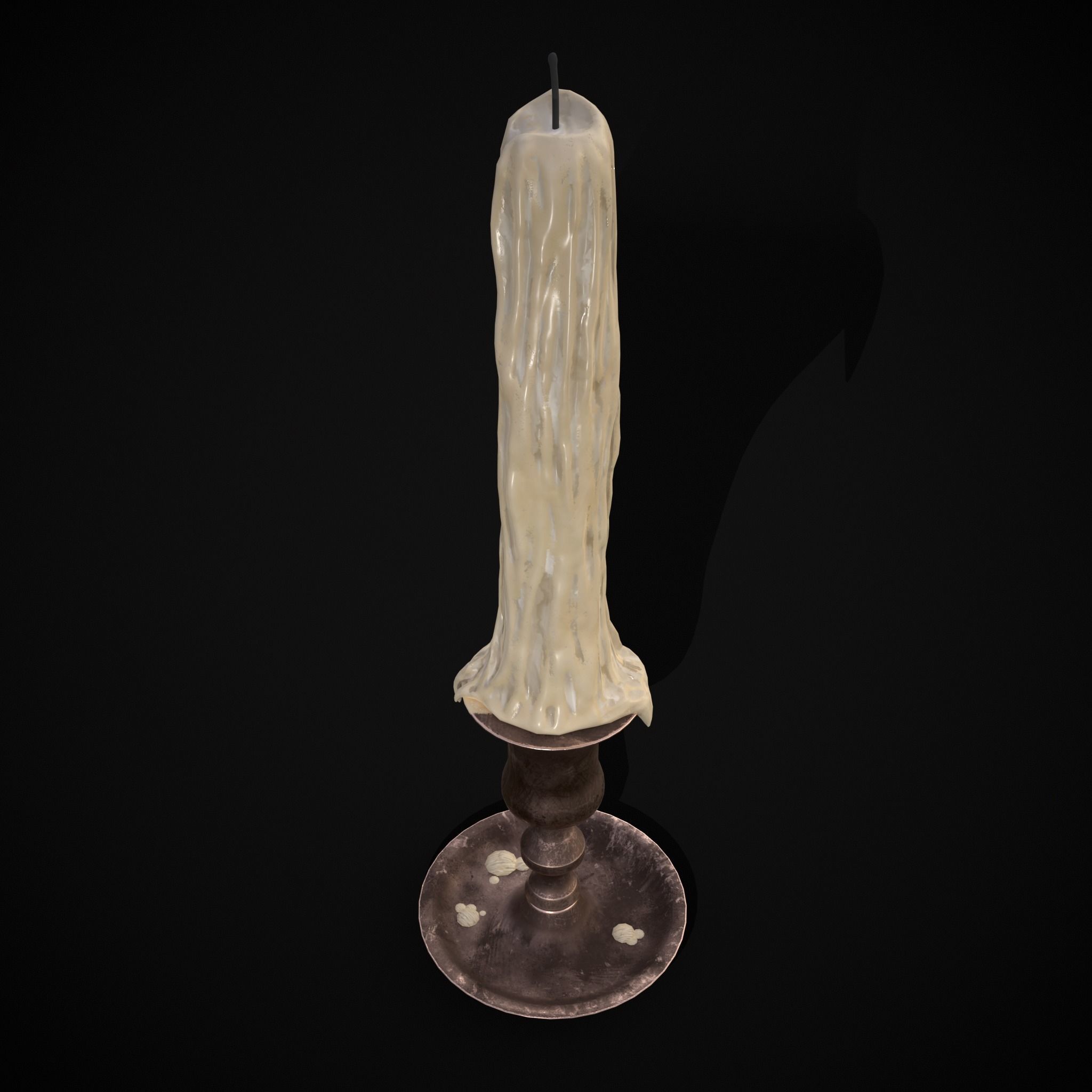 Brass Taper Melted Candle Low-poly 3D model_11