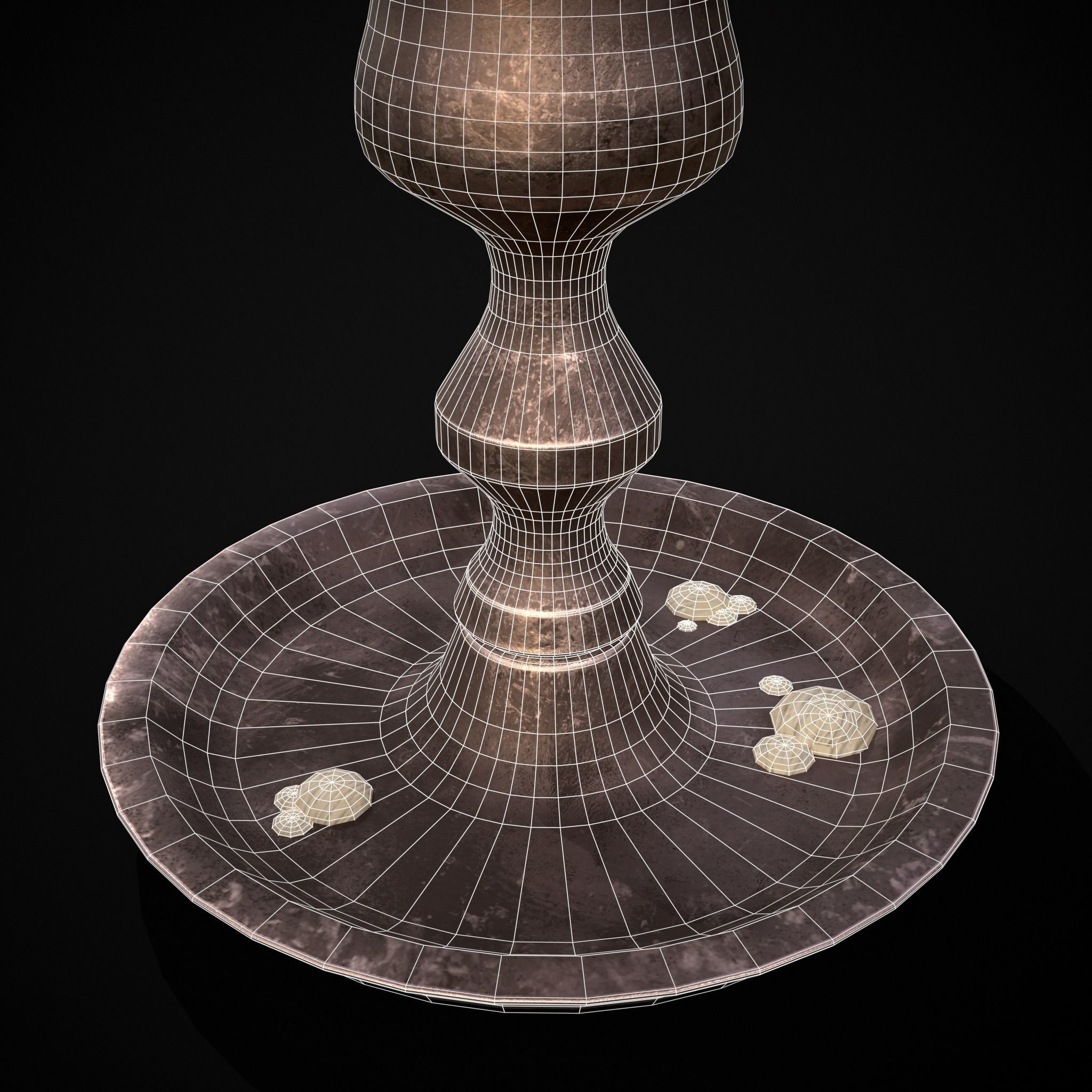 Brass Taper Melted Candle Low-poly 3D model_10