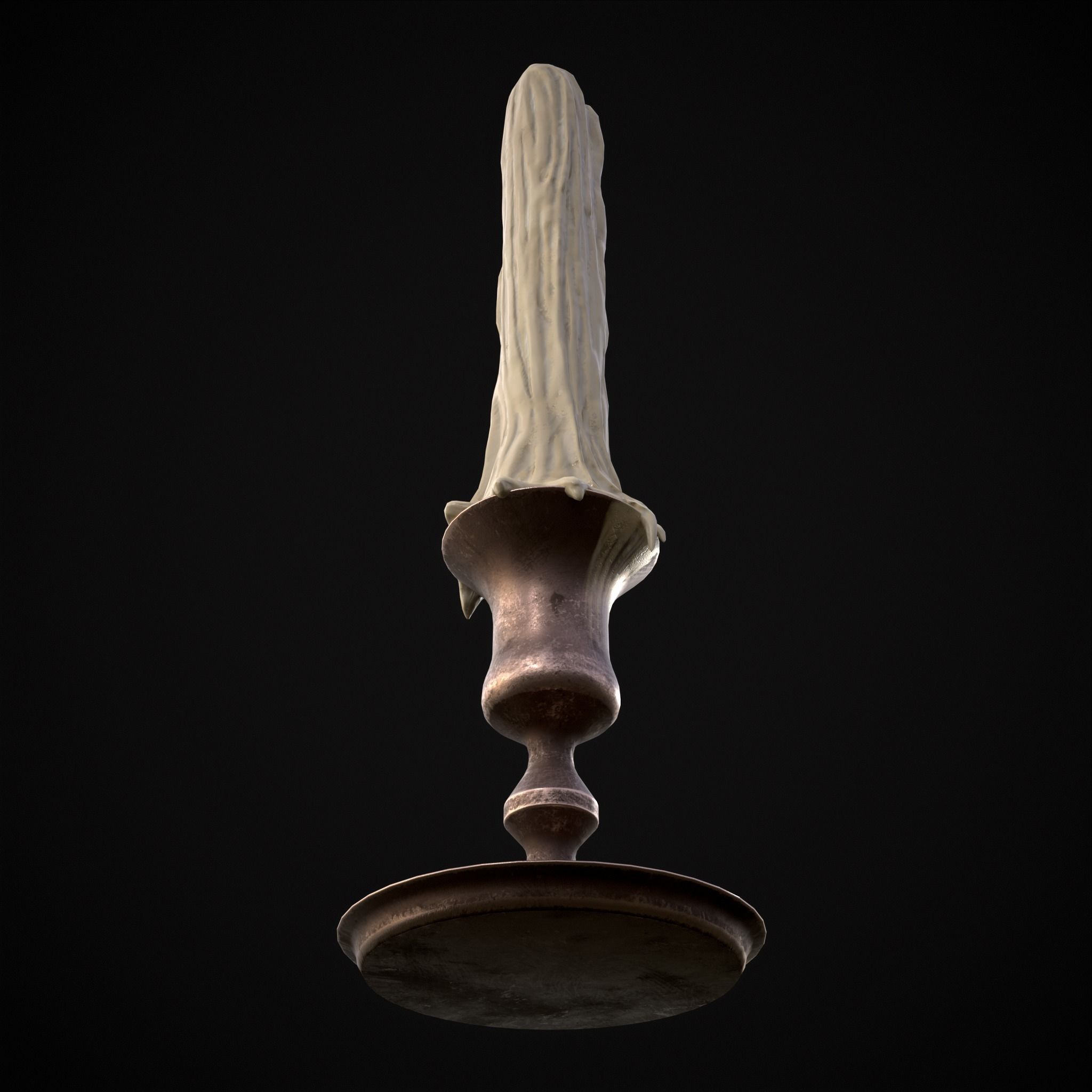 Brass Taper Melted Candle Low-poly 3D model_16