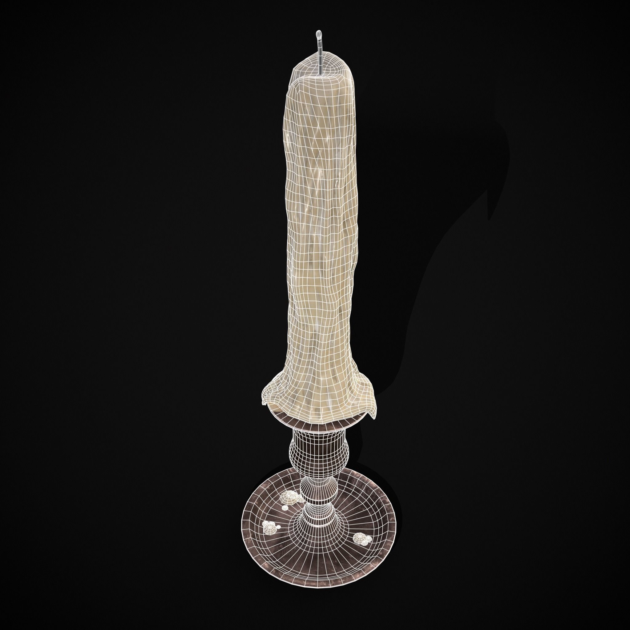 Brass Taper Melted Candle Low-poly 3D model_18