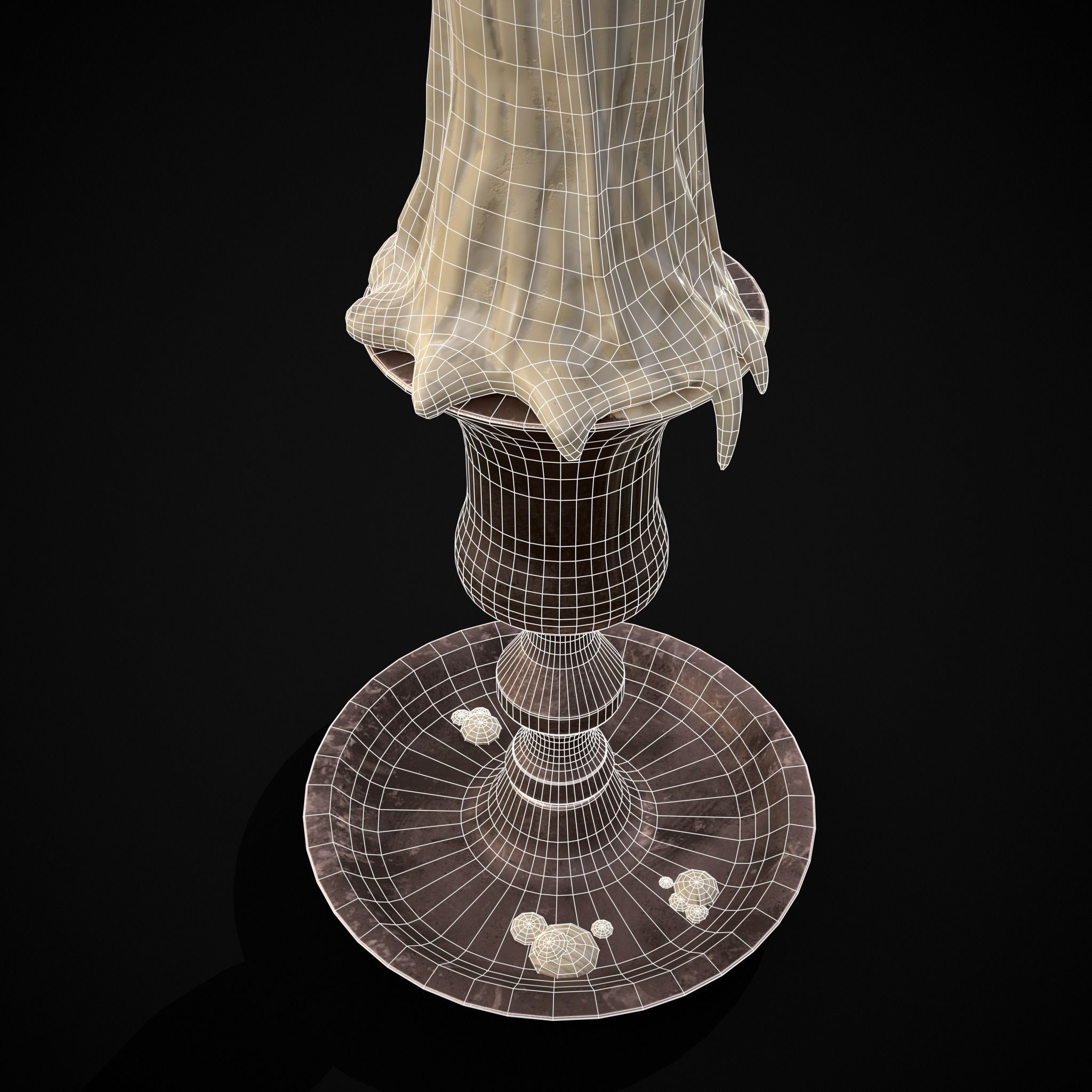 Brass Taper Melted Candle Low-poly 3D model_20