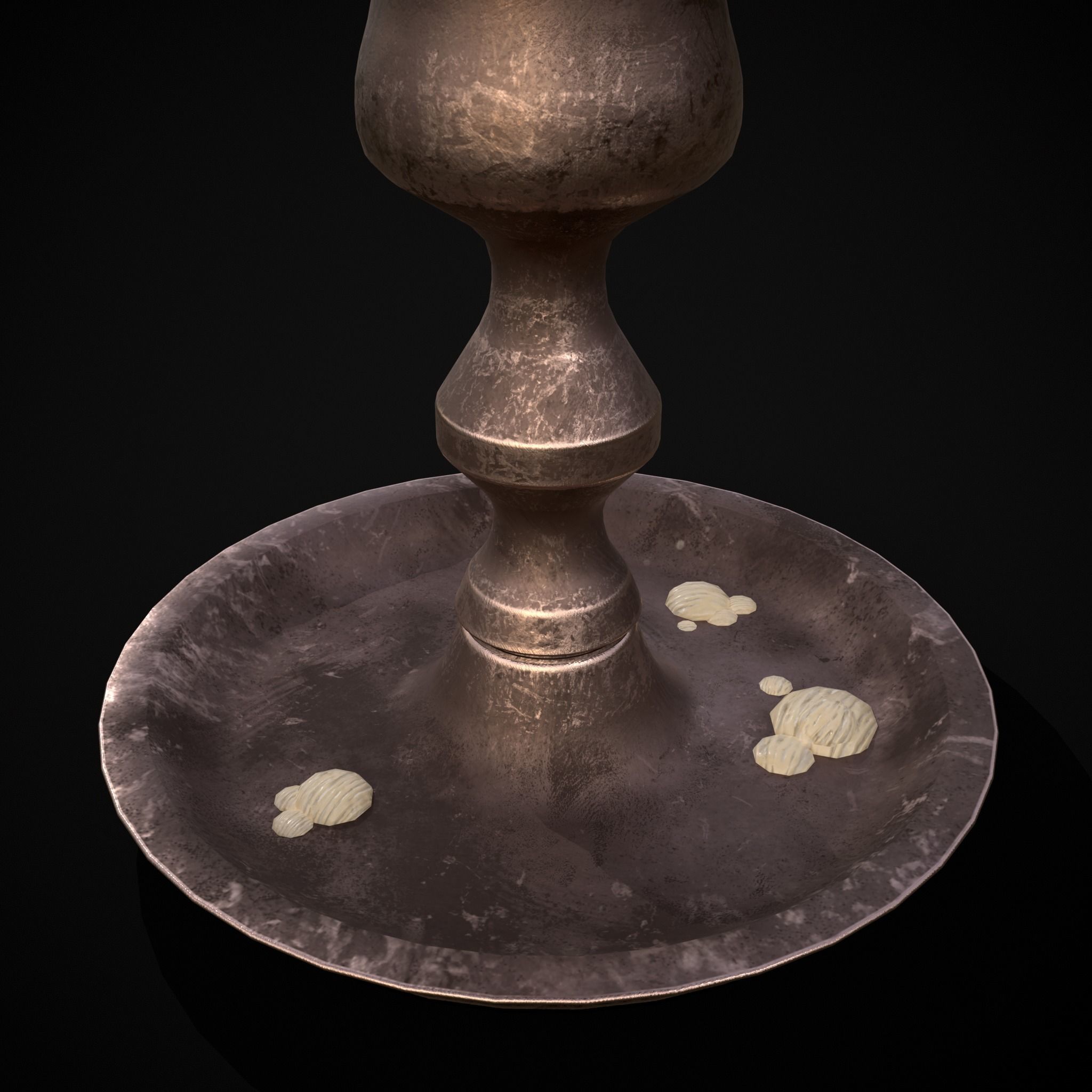 Brass Taper Melted Candle Low-poly 3D model_9