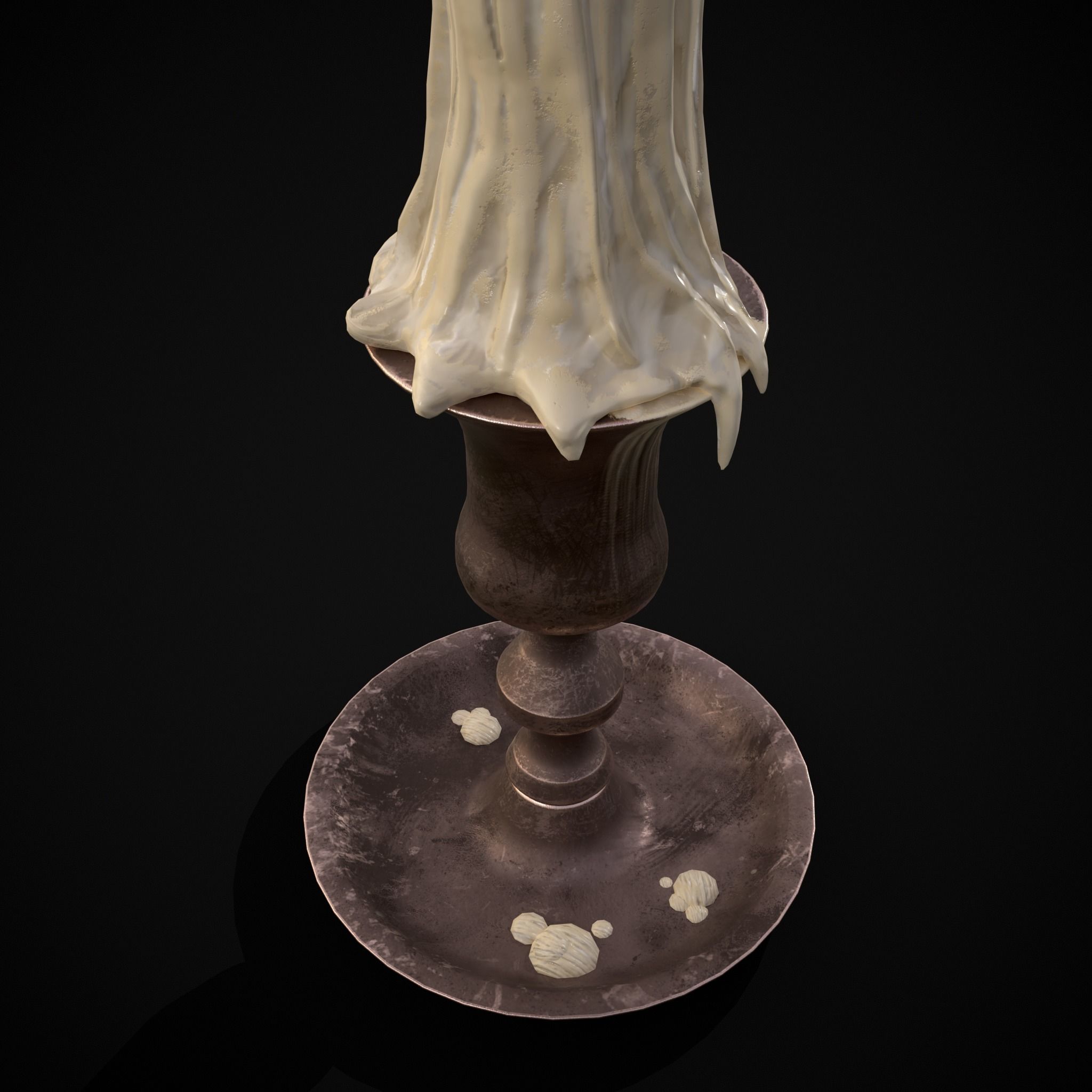Brass Taper Melted Candle Low-poly 3D model_12