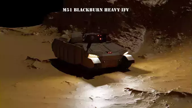 M51 Blackburn Heavy IFV Low Near sci-fi combat tank 3D model