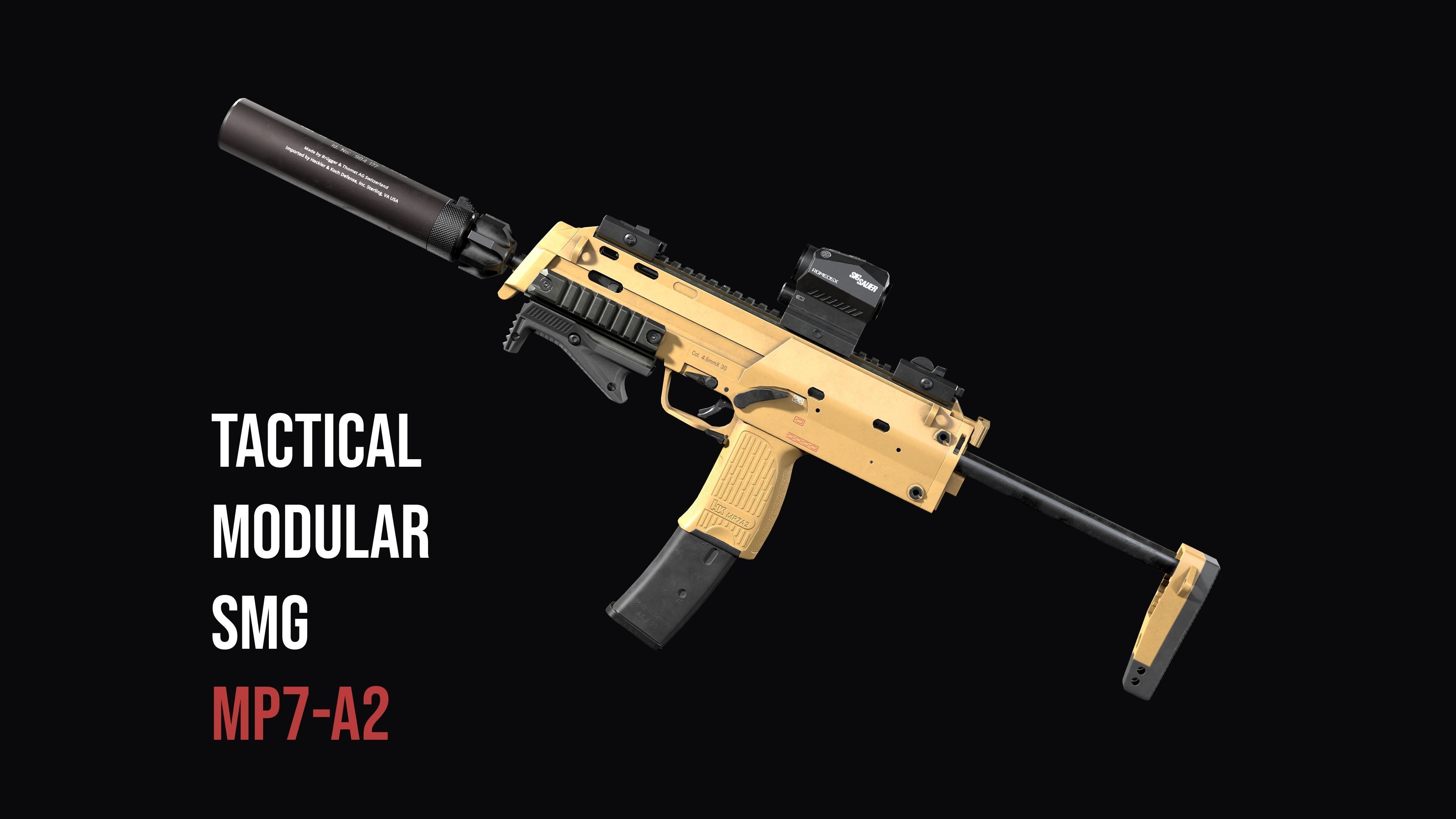 Tactical Modular Modern SMG gun Weapon Pack 3D Model Collection_19