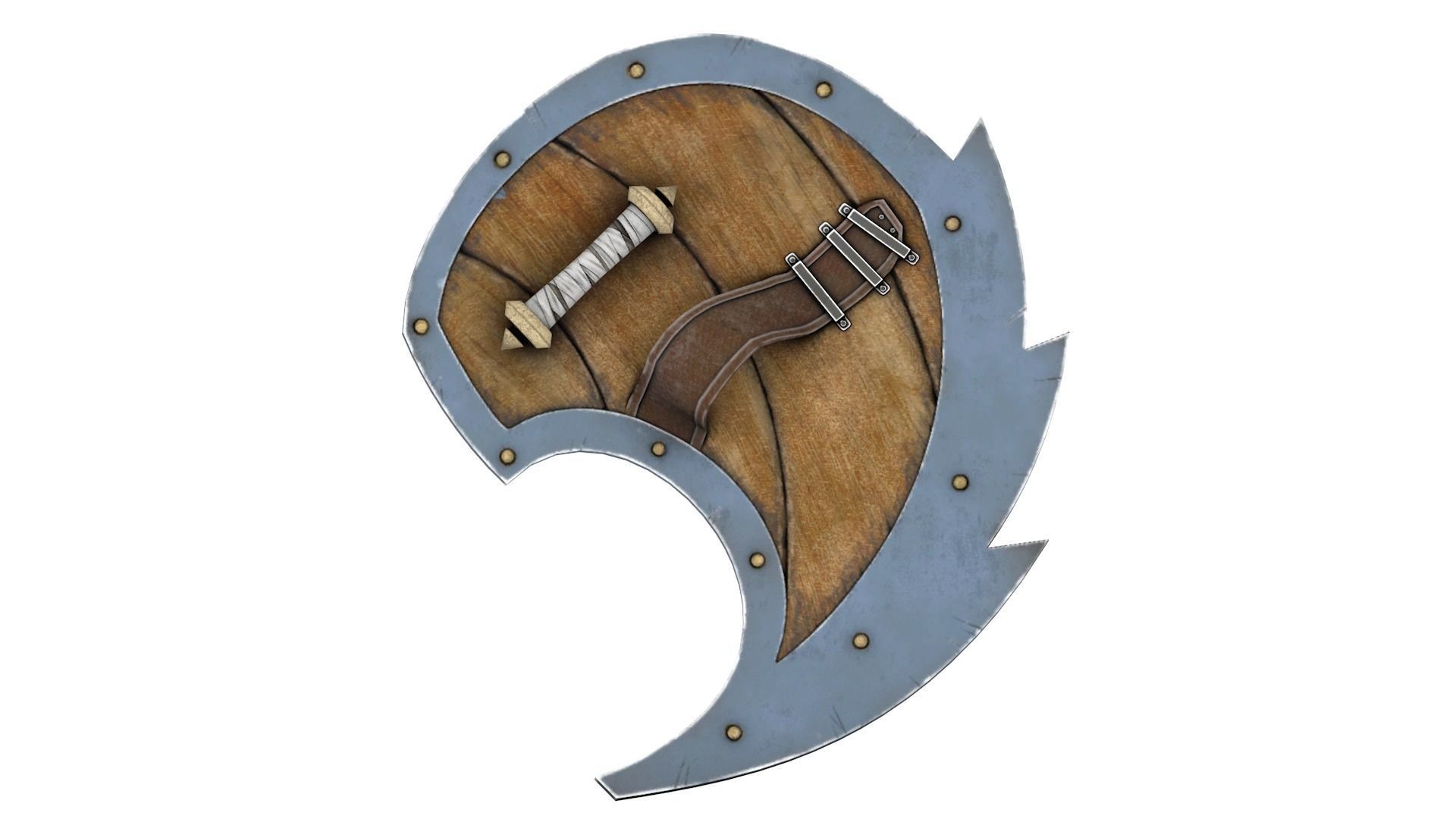 shield set 3 man holding and sword Low-poly 3D model Low-poly 3D model_10