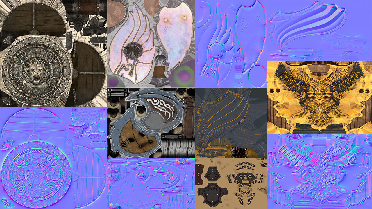 shield set 3 man holding and sword Low-poly 3D model Low-poly 3D model_20