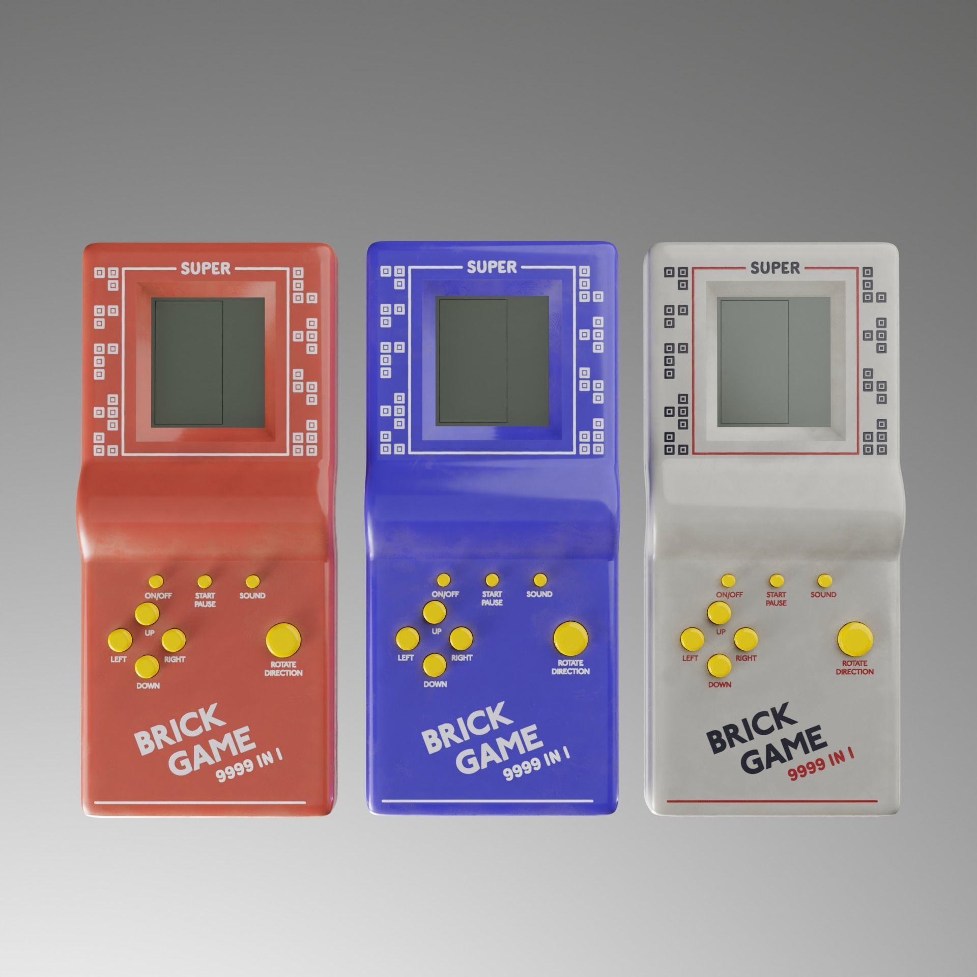 BRICK GAME HANDHELD REALISTIC Low-poly 3D model_2