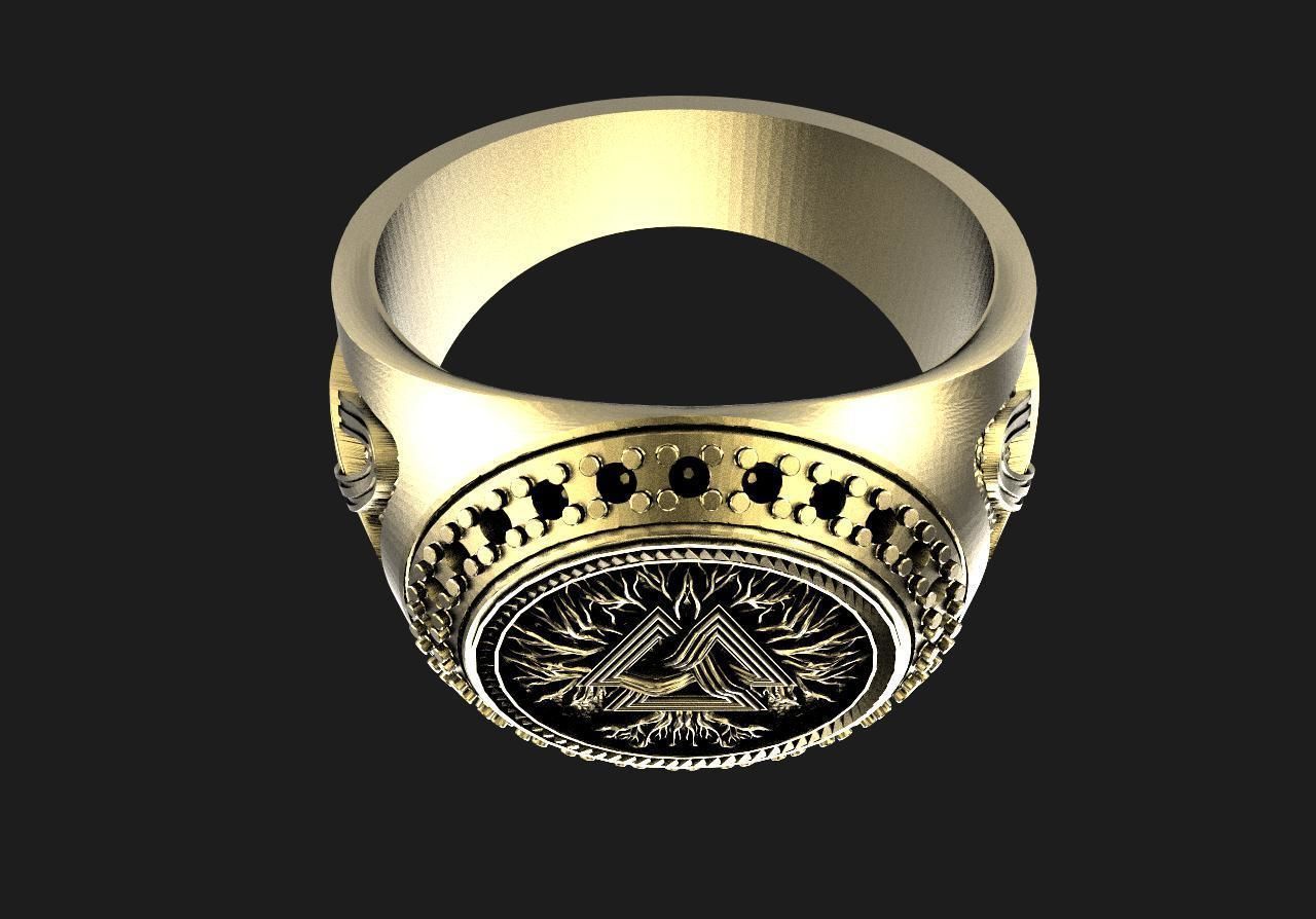 Valknut ring  3D print model_4