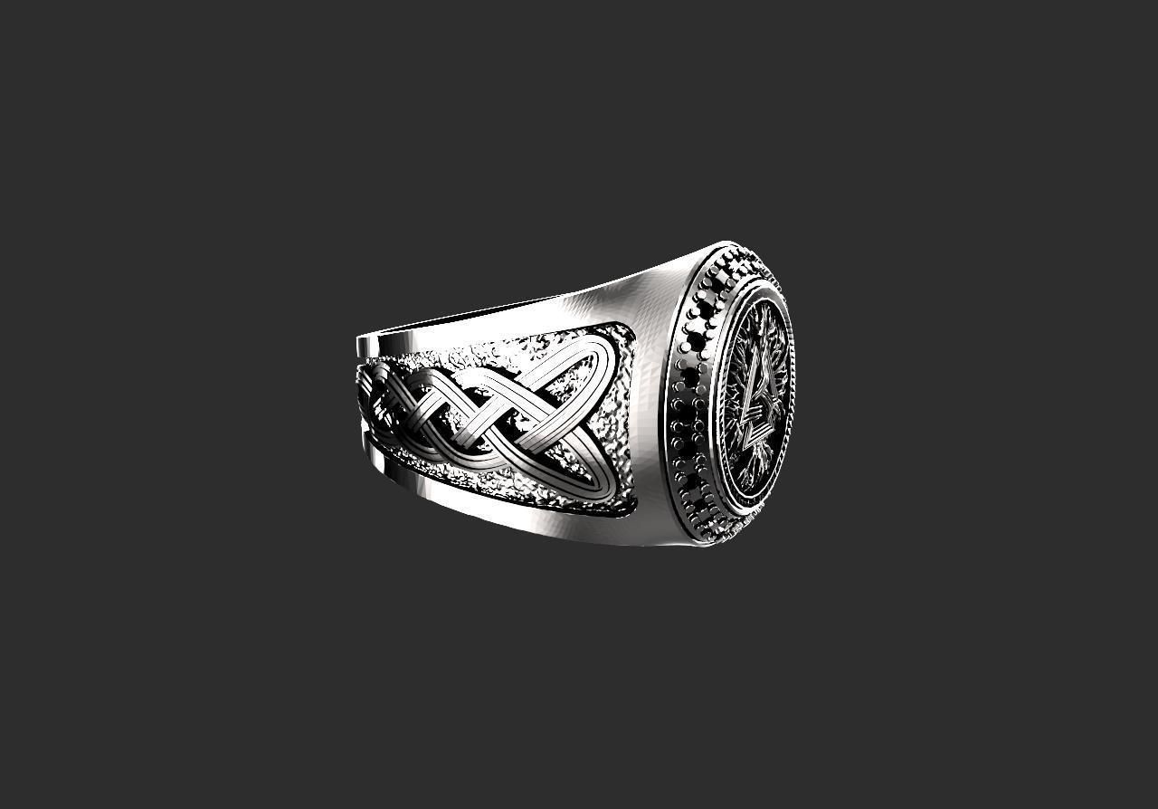Valknut ring  3D print model_8