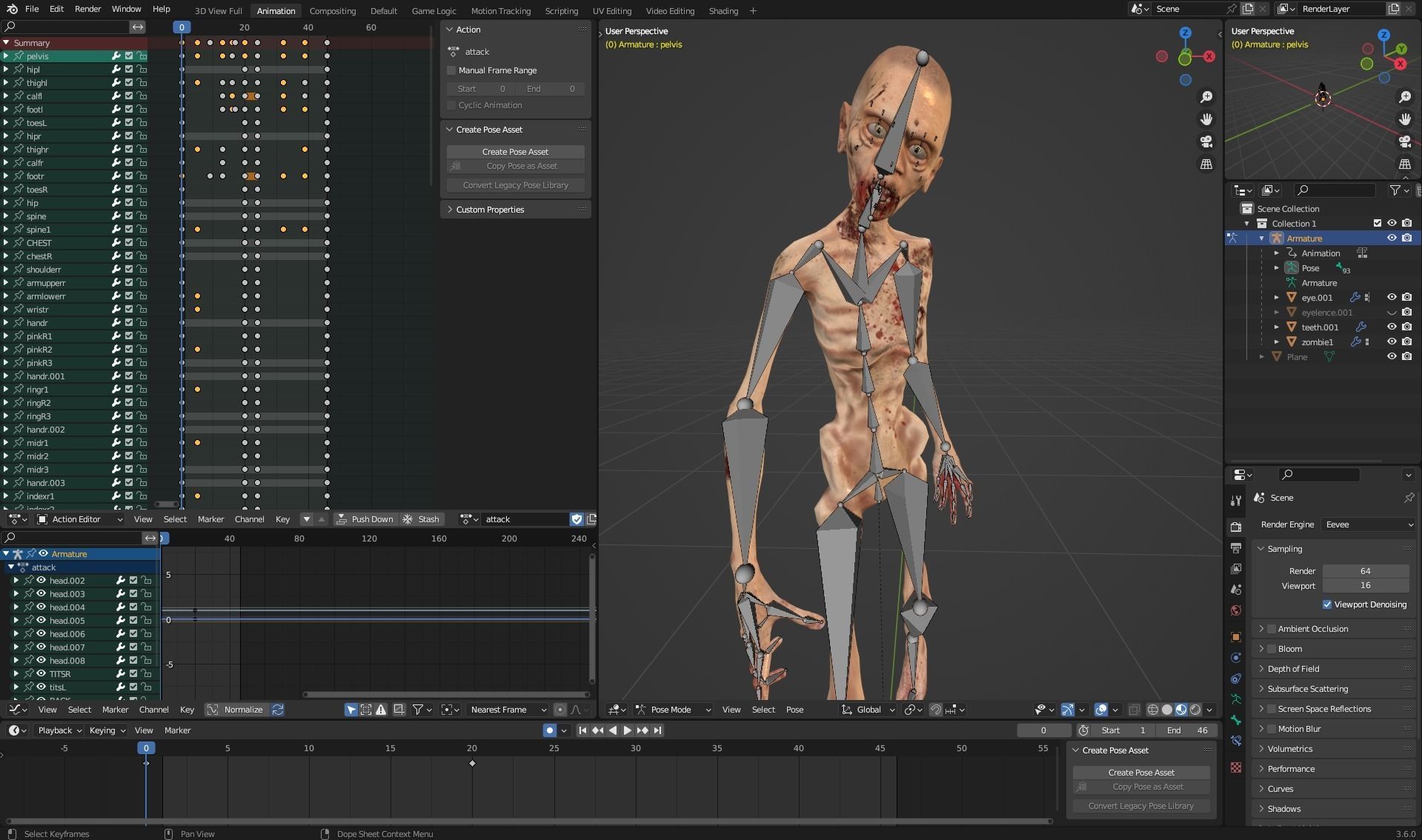 Zombies Low-poly 3D model_21