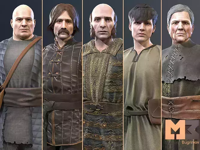 NPC Characters Male Pack Low-poly 3D model