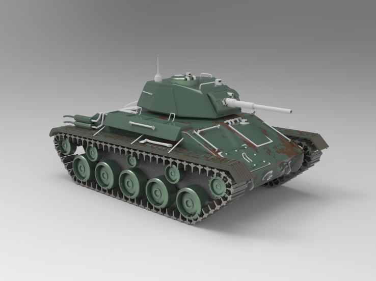 Ww2 old T80 Soviet Union 1943 Light Tank military tank 3D model_1