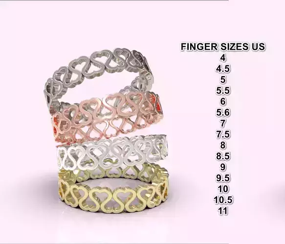 Heart Eternity Band Ring packag  most sizes