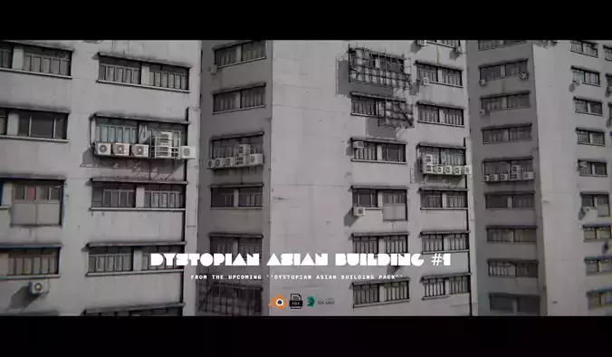 Dystopian Asian Building 1 Low-poly 3D model