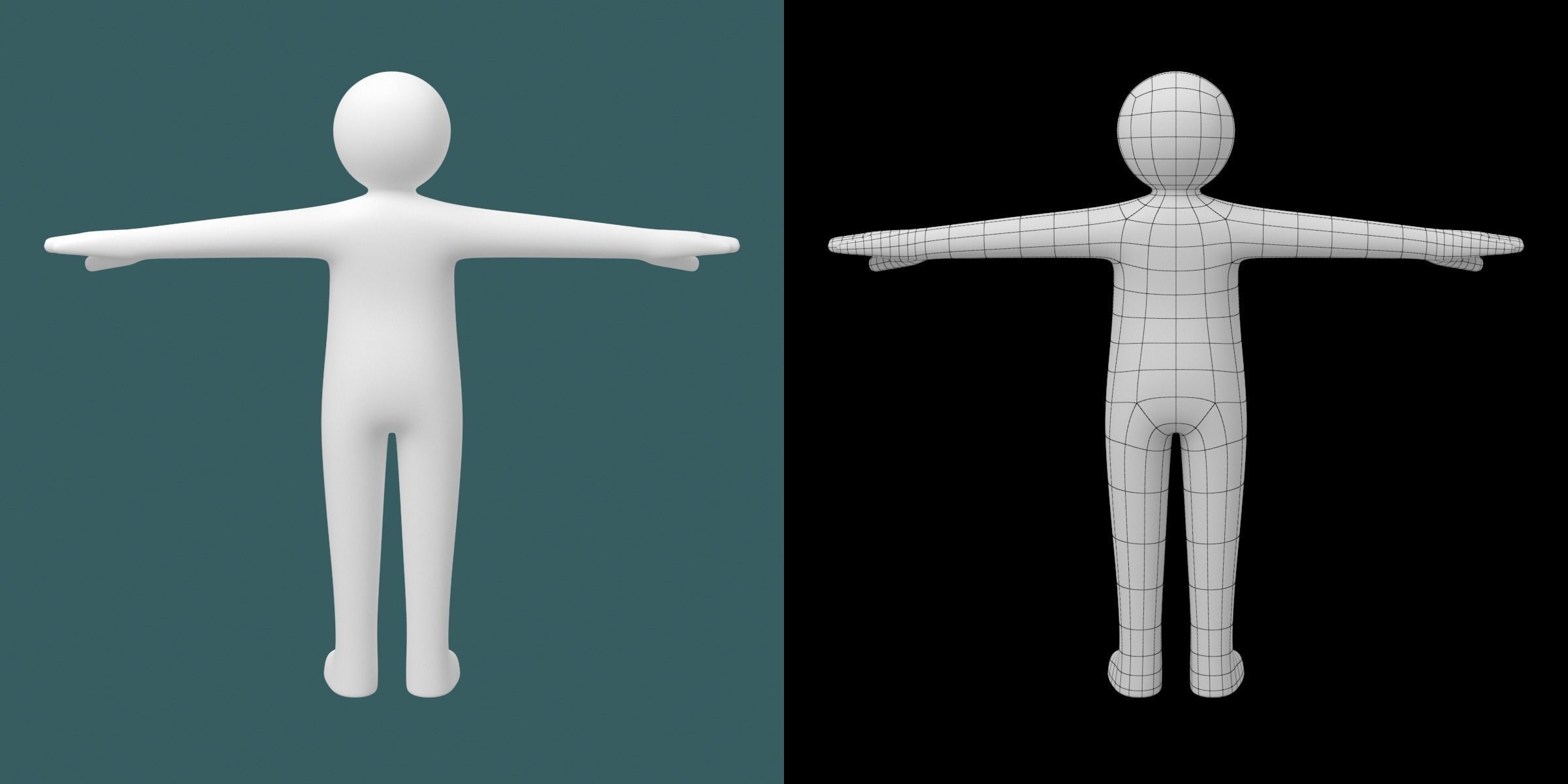 Child Stickman in T-Pose 3D model_6
