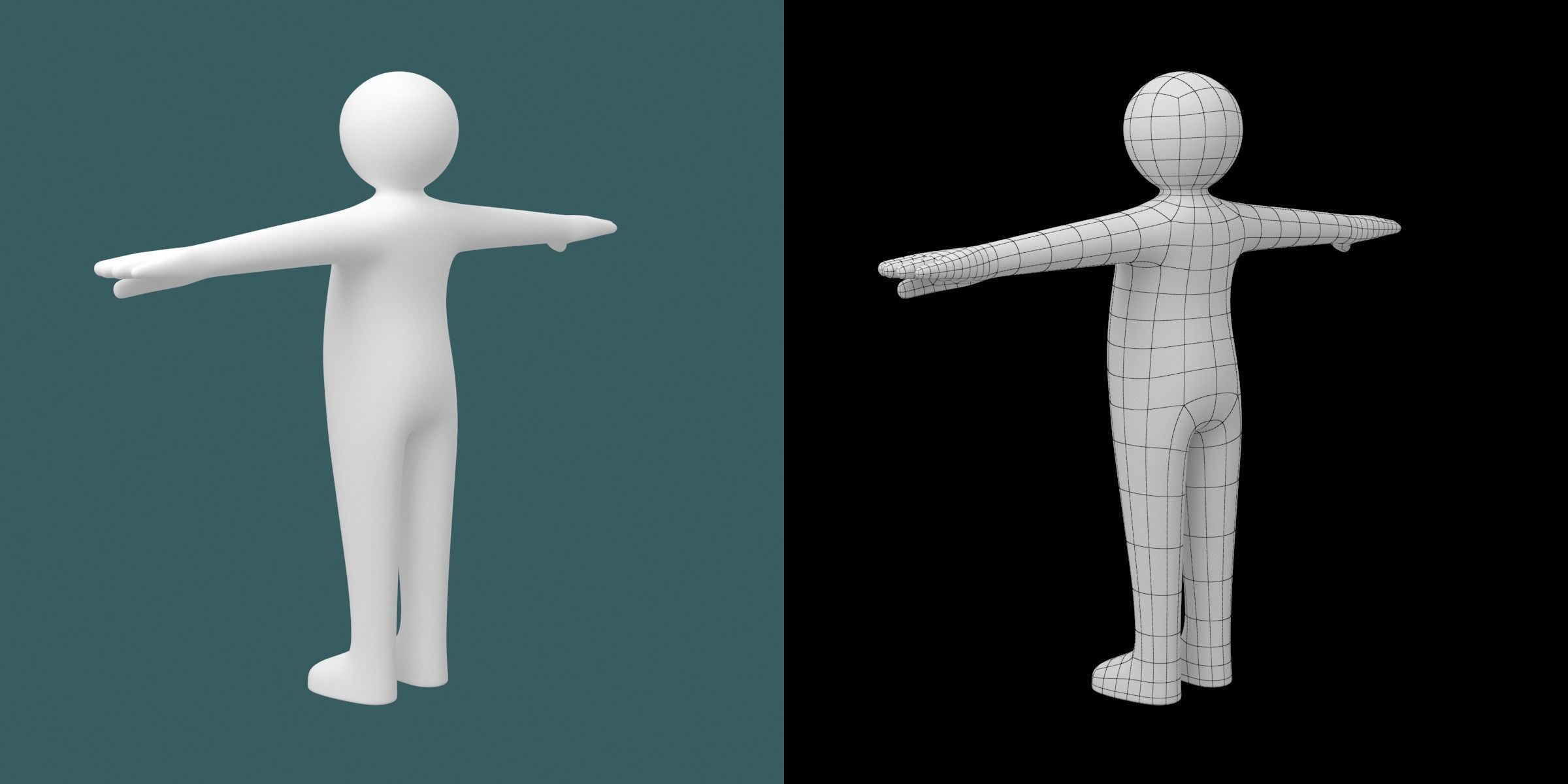 Child Stickman in T-Pose 3D model_7