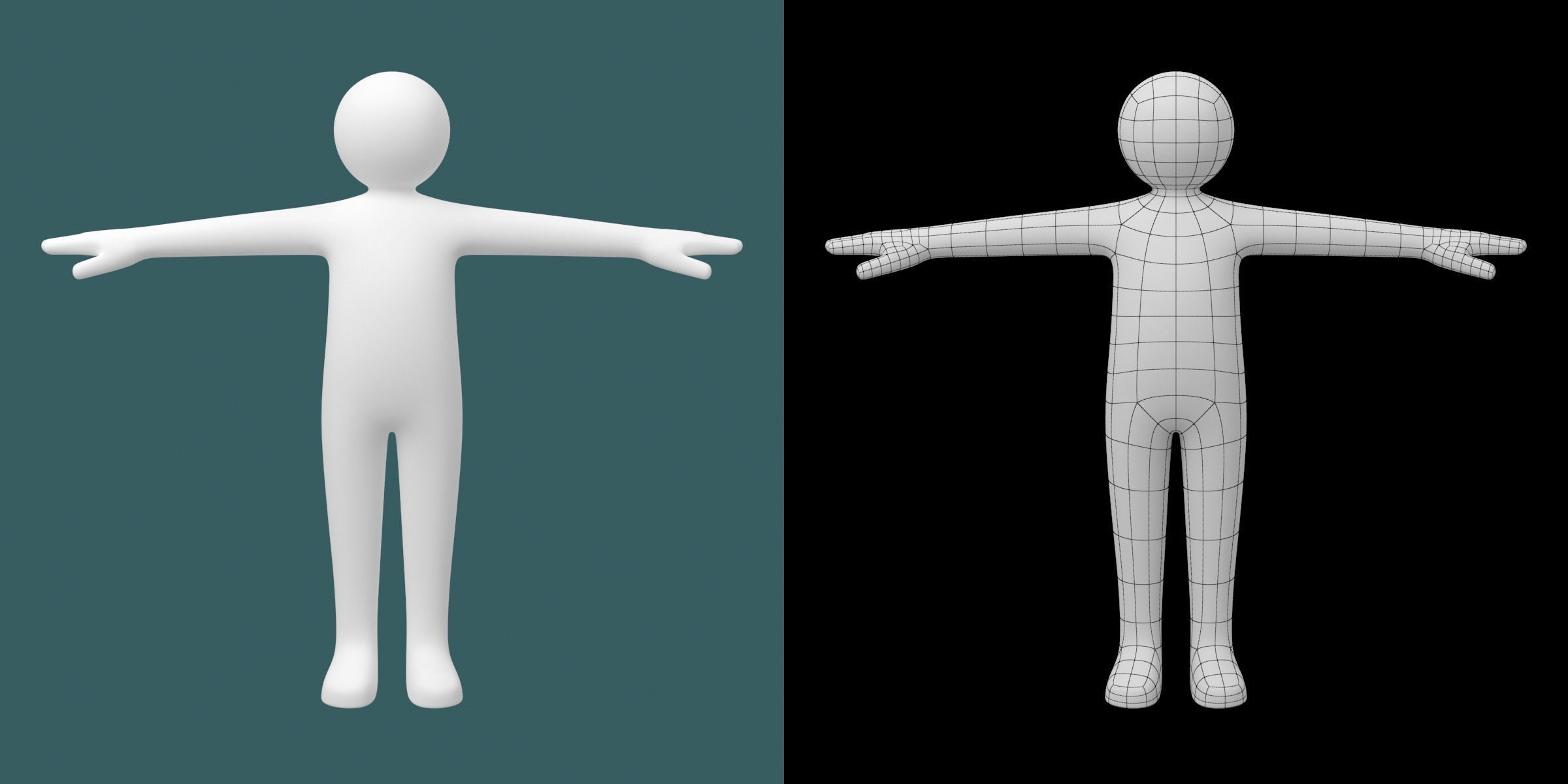 Child Stickman in T-Pose 3D model_2