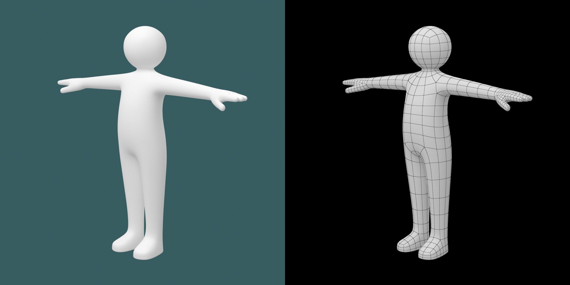 Child Stickman in T-Pose 3D model_9