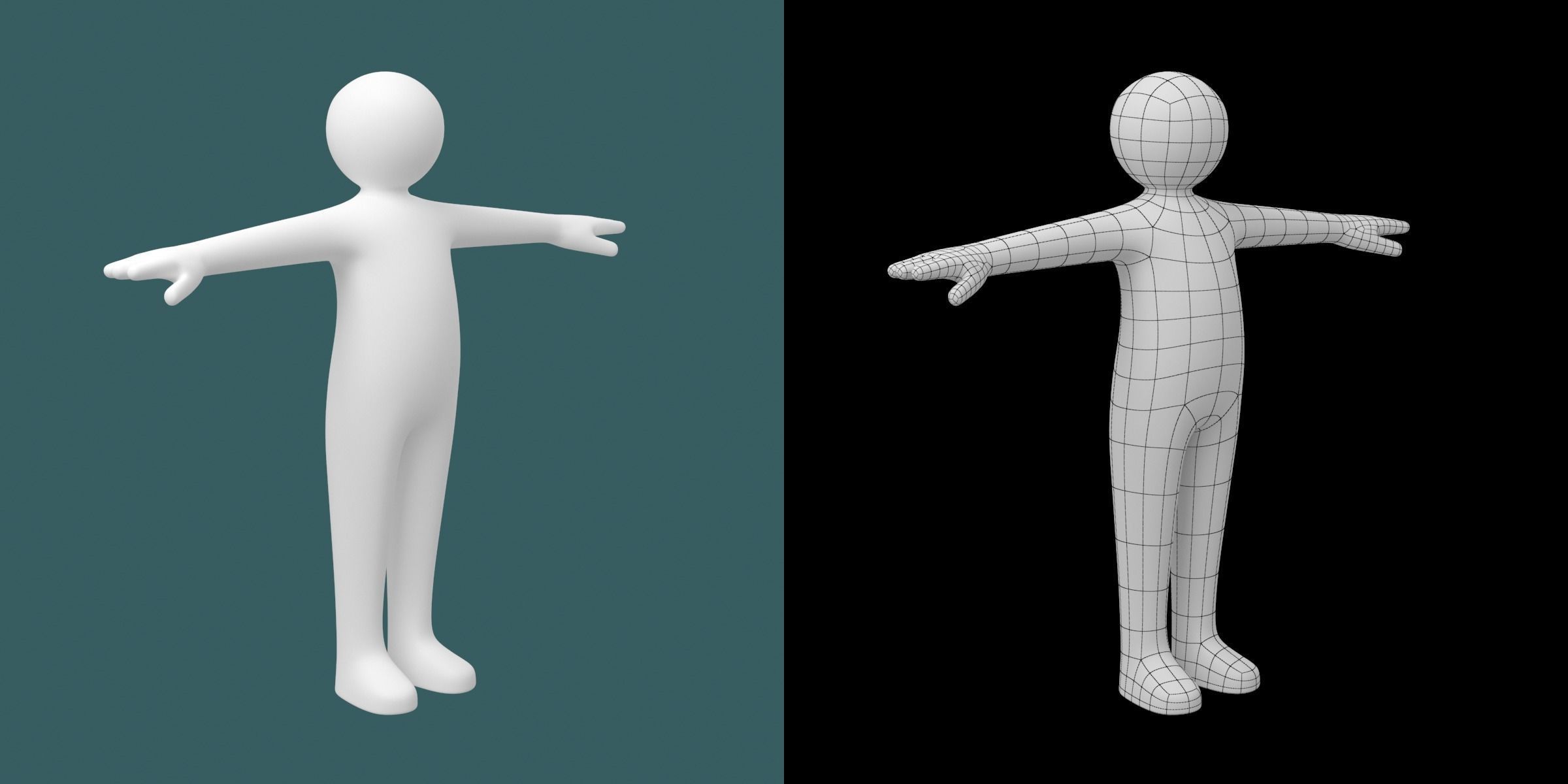 Child Stickman in T-Pose 3D model_3