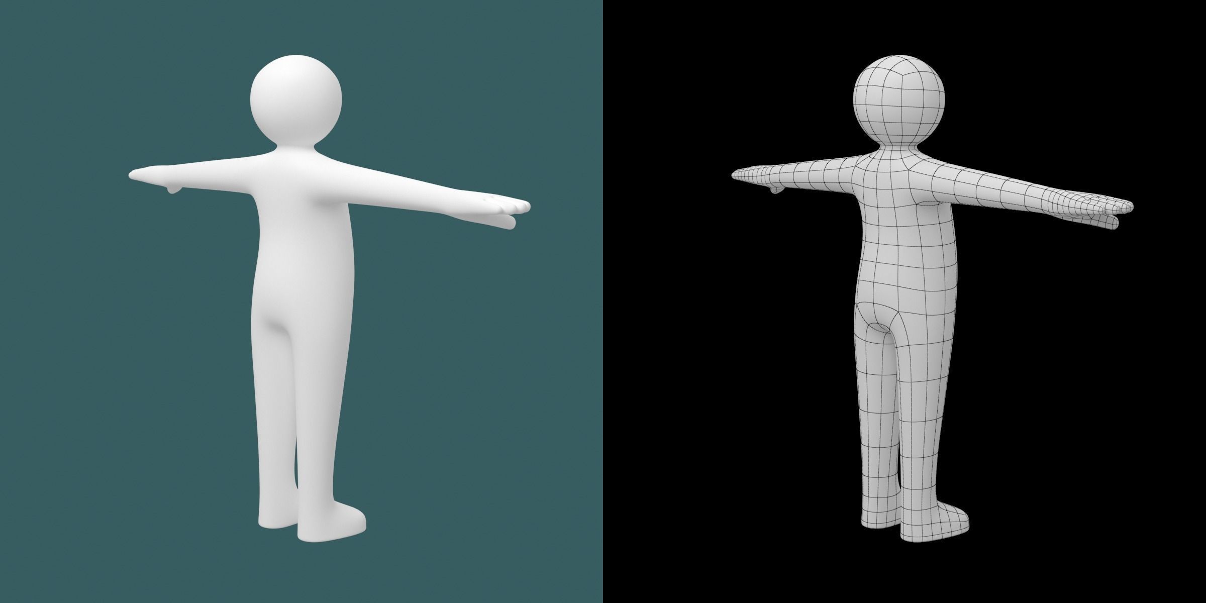 Child Stickman in T-Pose 3D model_5