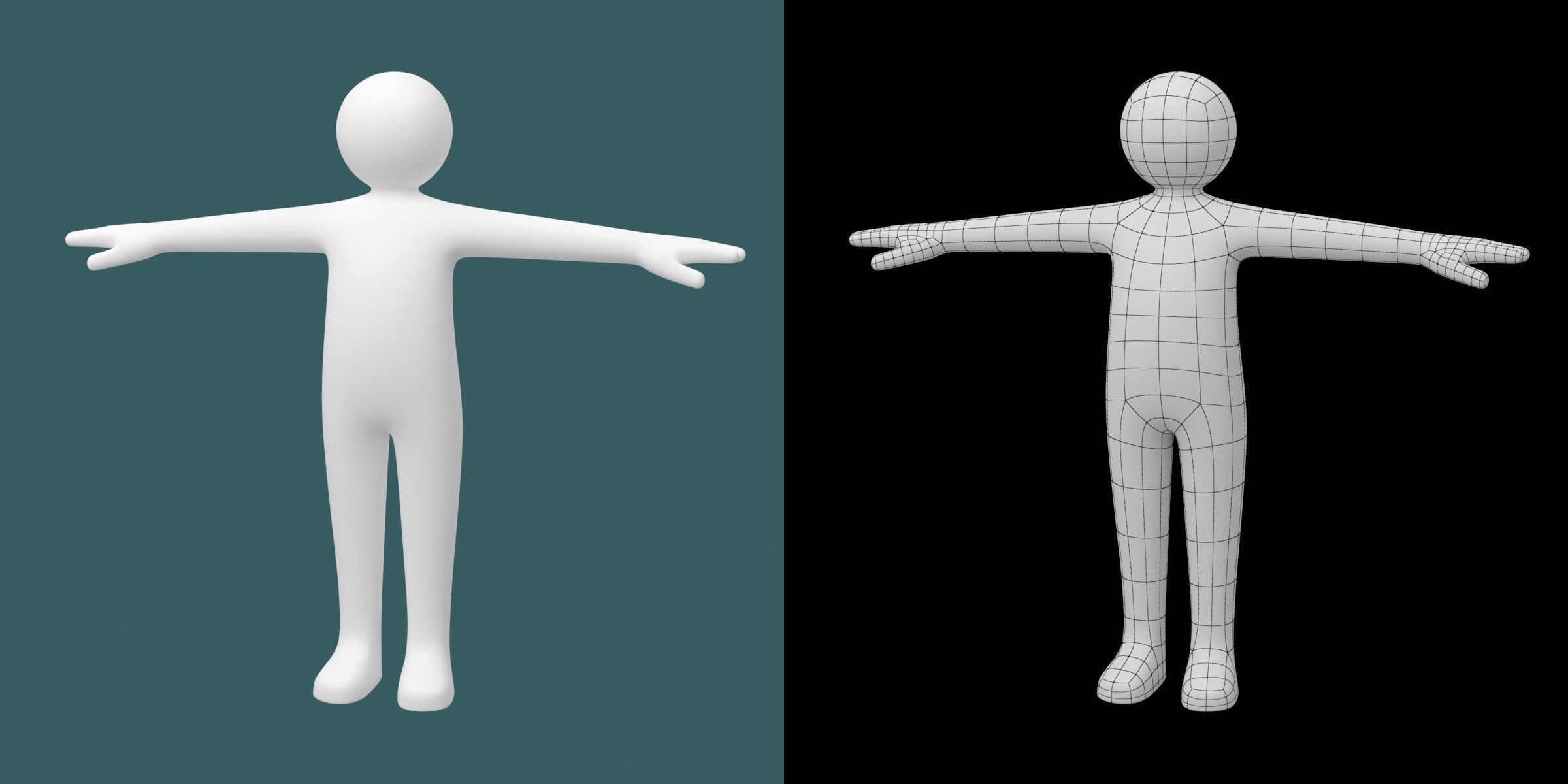 Child Stickman in T-Pose 3D model_10