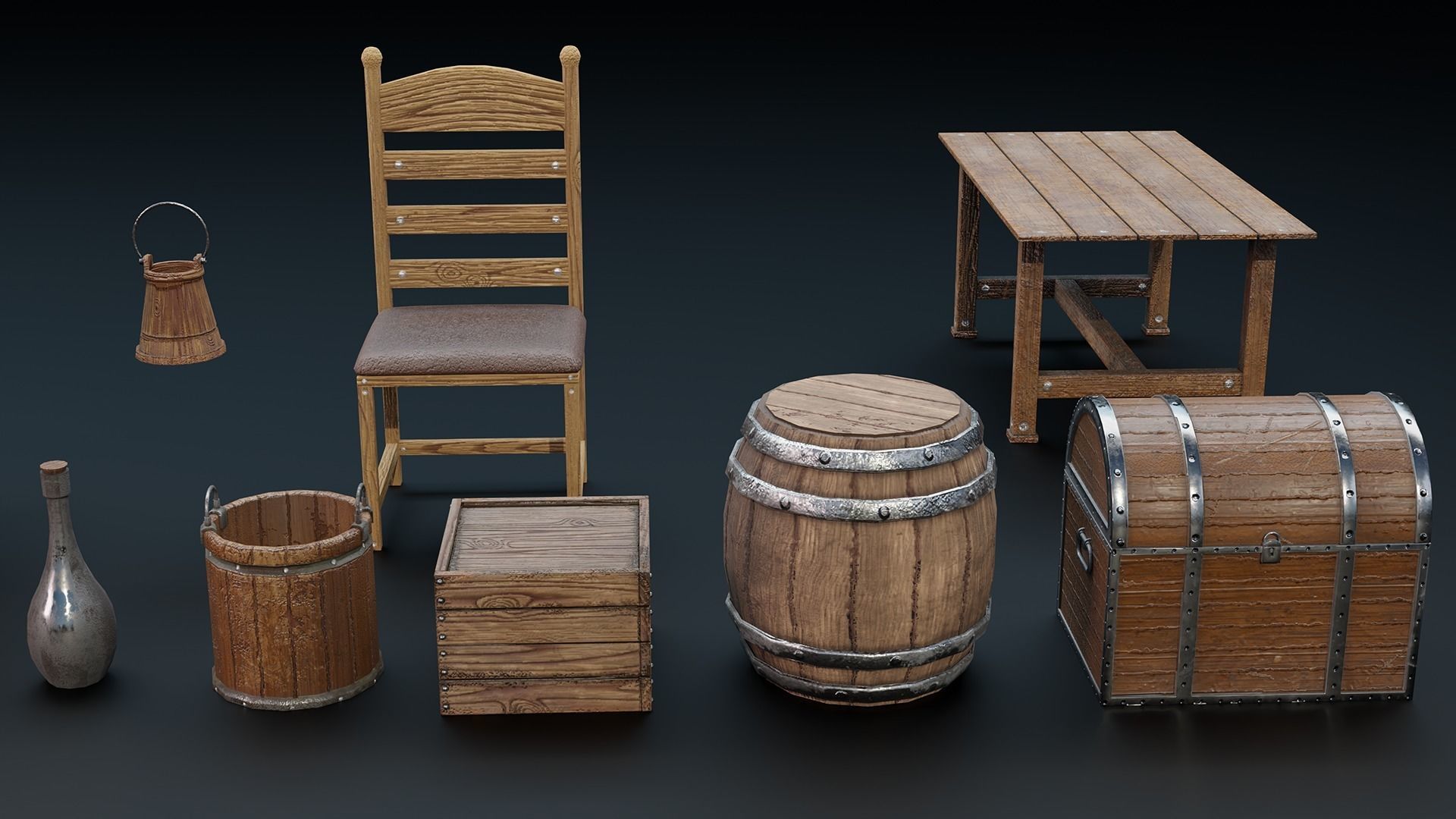 Pirate Ship with Interior - Props and Guns and Textures - Vol 1 Low-poly 3D model_14