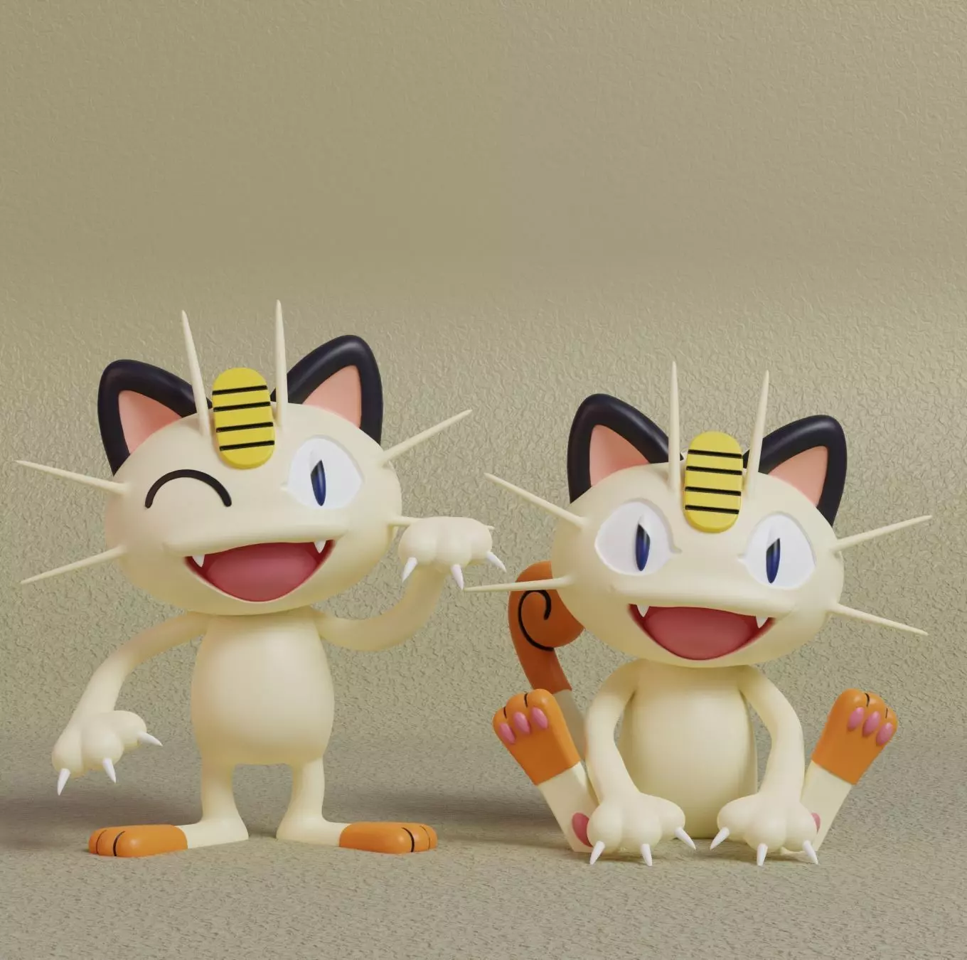 Pokemon - Meowth with 2 poses 3D print model