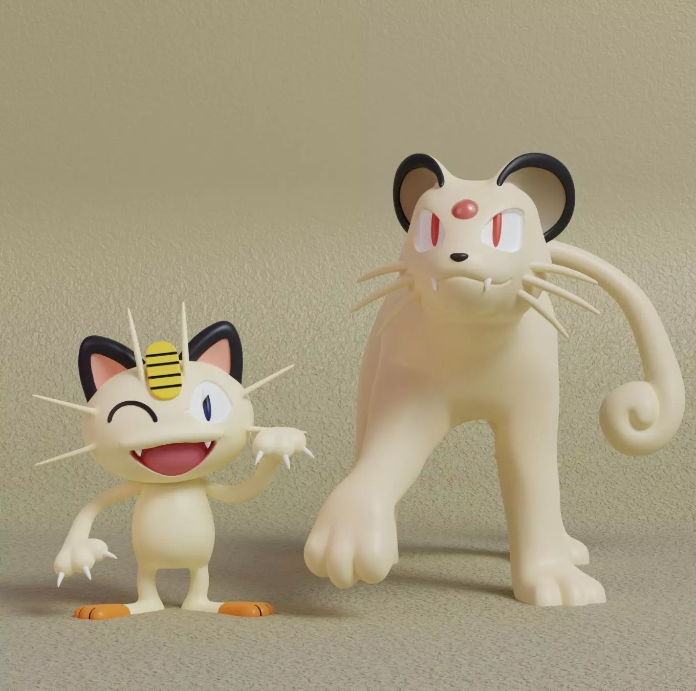 Pokemon - Meowth and Persian with 2 poses 3D print model_0
