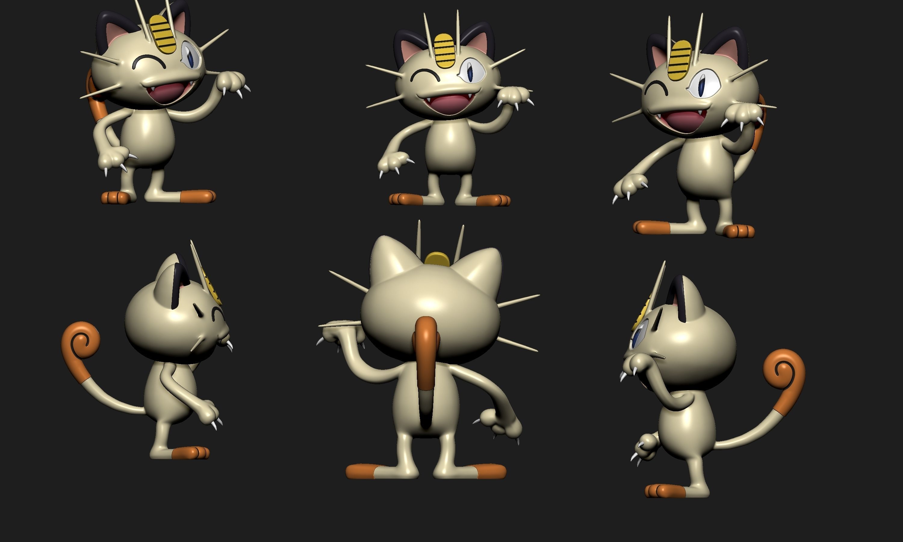 Pokemon - Meowth and Persian with 2 poses 3D print model_3