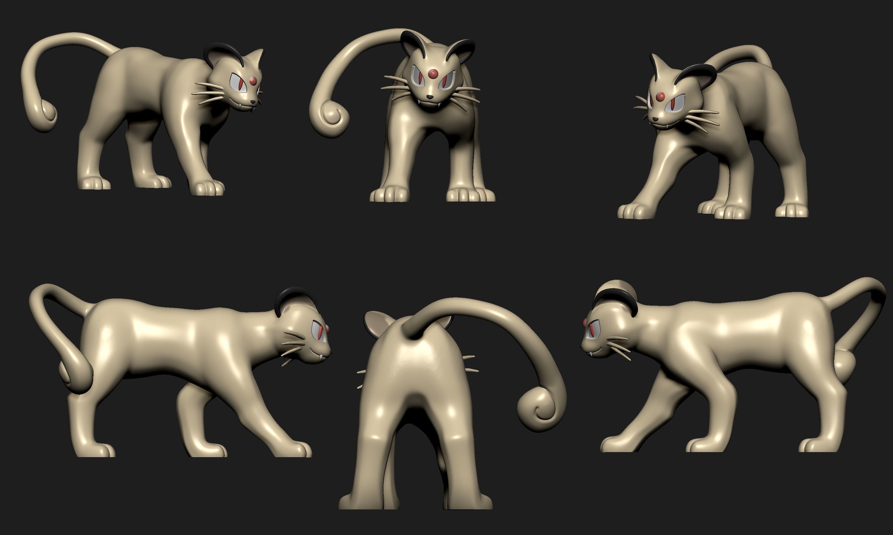 Pokemon - Meowth and Persian with 2 poses 3D print model_9