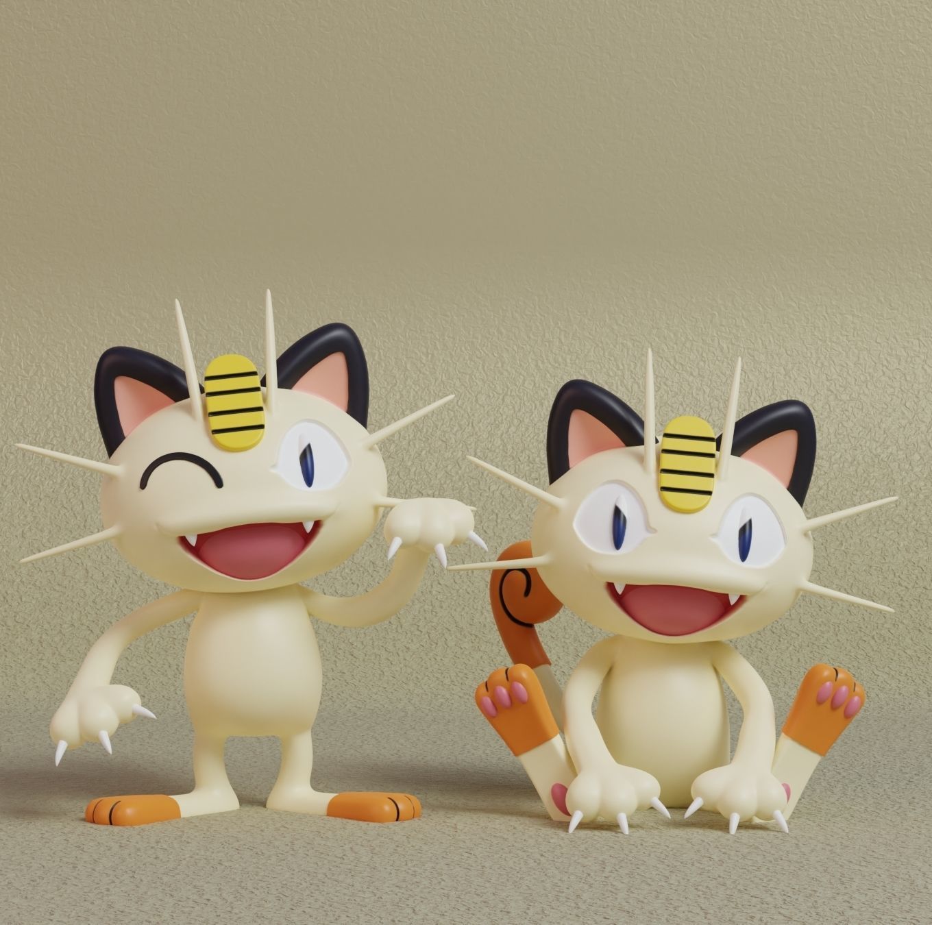 Pokemon - Meowth and Persian with 2 poses 3D print model_1